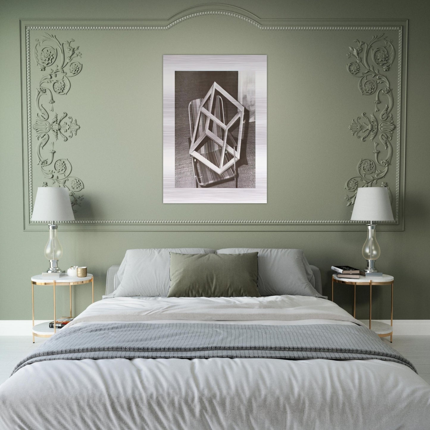 CUBE ON LAWNCHAIR - Gerhard Richter Brushed Aluminum Print - 70x100 cm / 28x40 inches | Gerhard Richter Aluminum Print | Gerhard Richter Prints