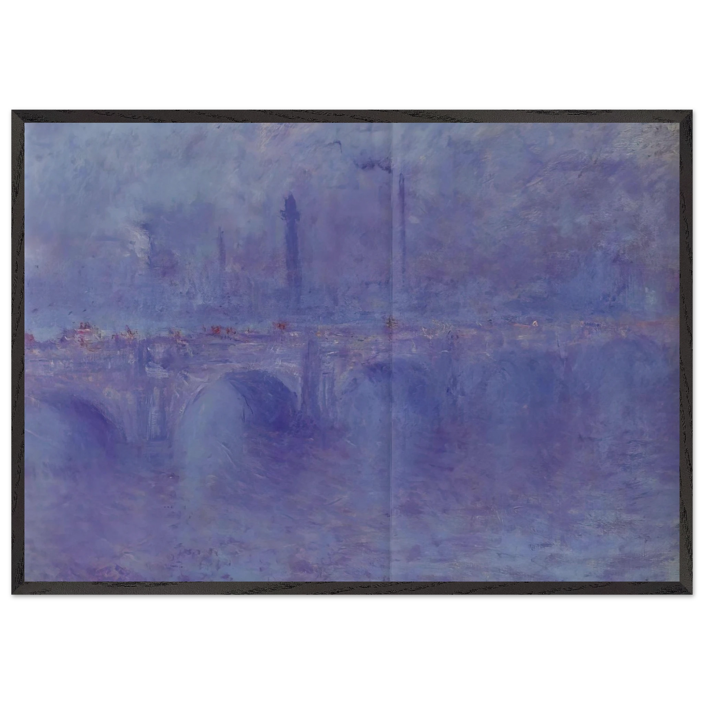 Waterloo Bridge Effect of Fog - claude monet 70x100 cm / 28x40 inches Framed Art Print – Black Wooden Frame