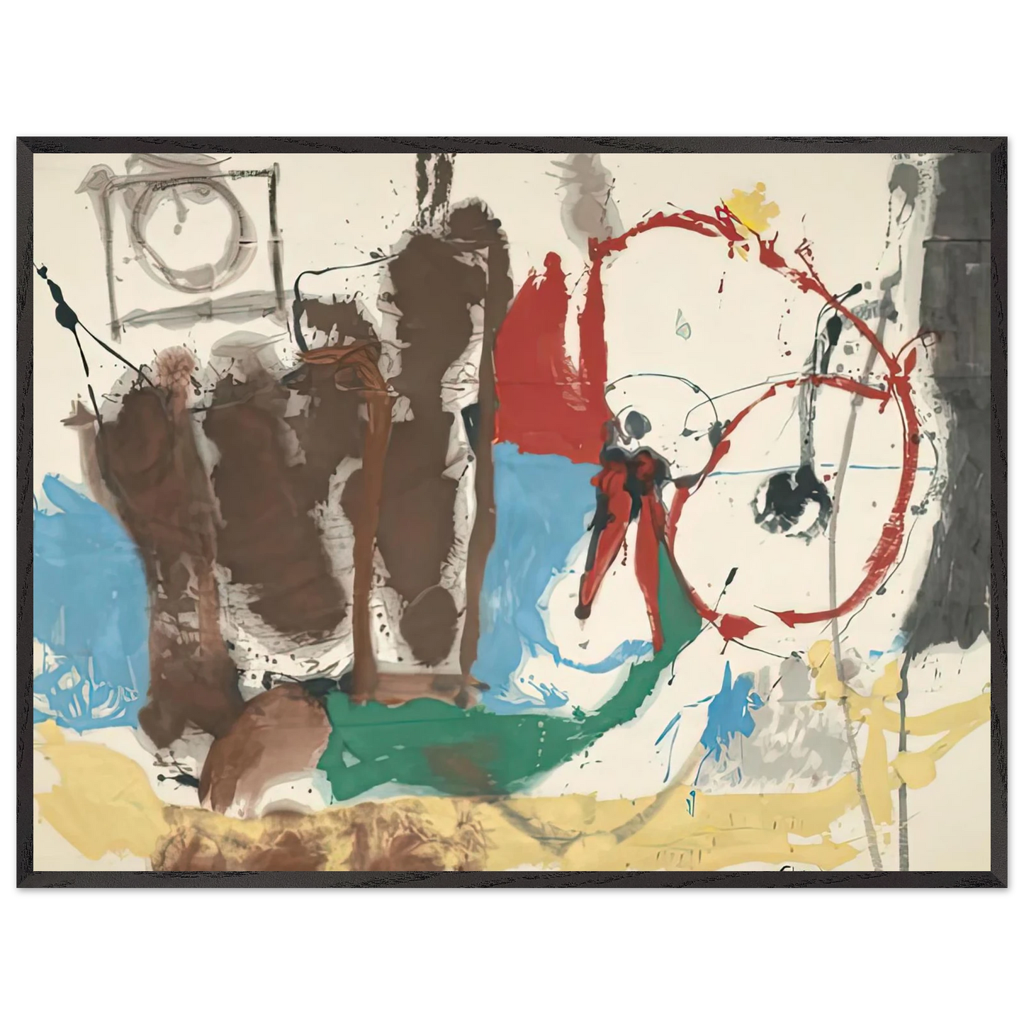 Helen Frankenthaler - Mother Goose Melody, 1959- Wall Art - 30x40 cm / 12x16 inches - Premium Wooden Framed Poster With Fine Art Paper-canvas - Black frame