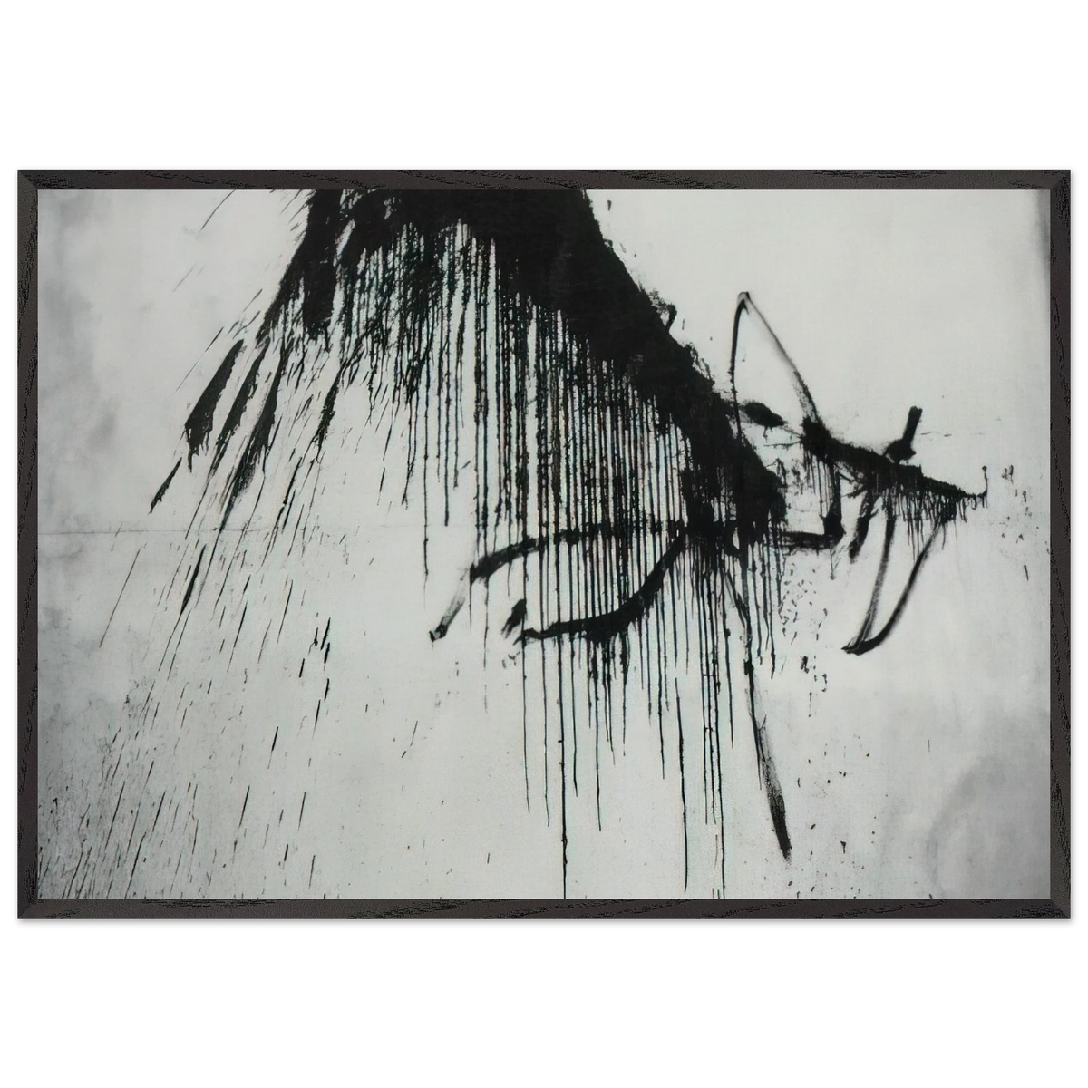 NIGHT IN THE HOTEL ABSTRACT IN BLACK AND WHITE - Salvador Dali 70x100 cm / 28x40 inches Framed Art Print – Black Wooden Frame