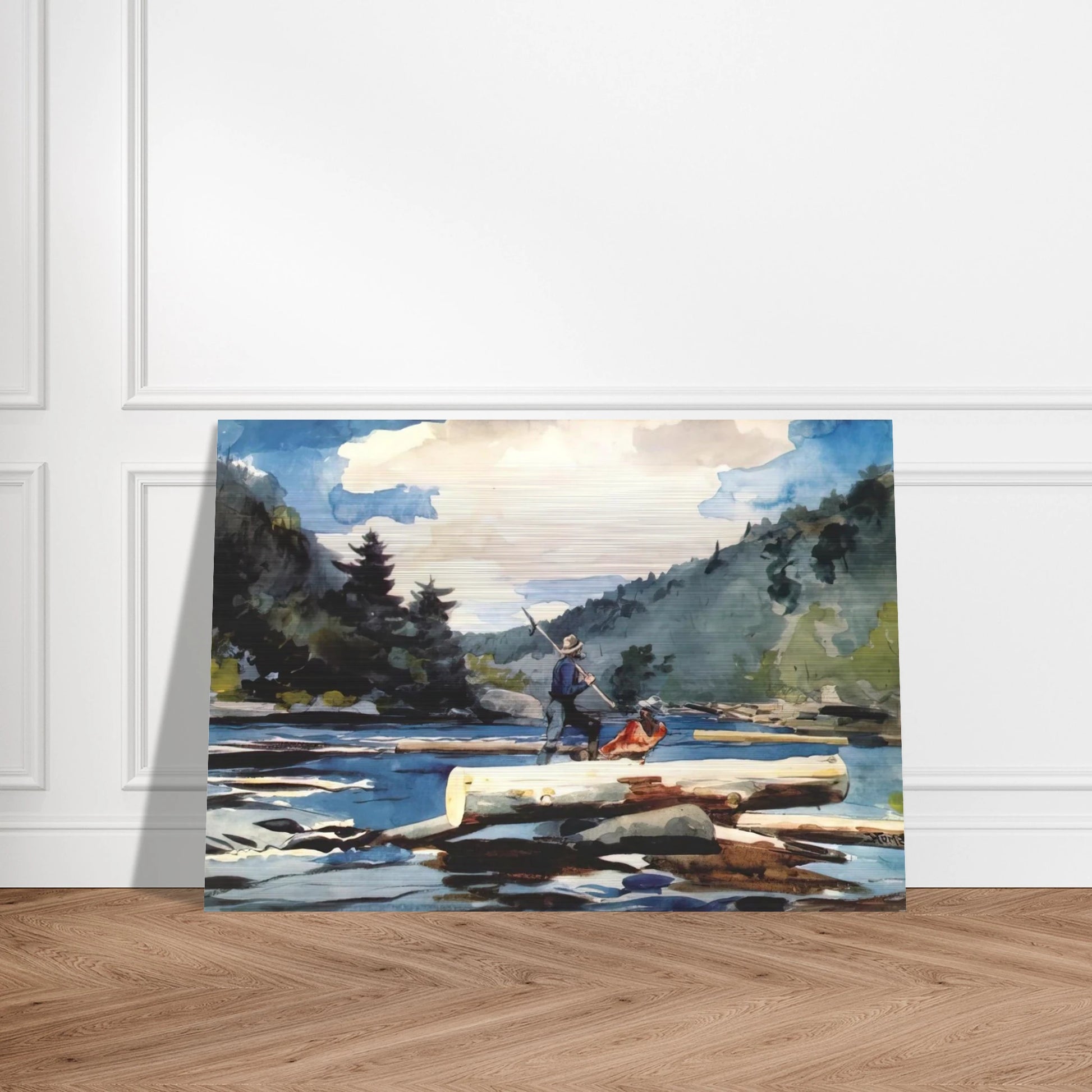 HUDSON RIVER LOGGING - Winslow Homer Brushed Aluminum Print - 70x100 cm / 28x40 inches | Winslow Homer Aluminum Print | Winslow Homer Prints