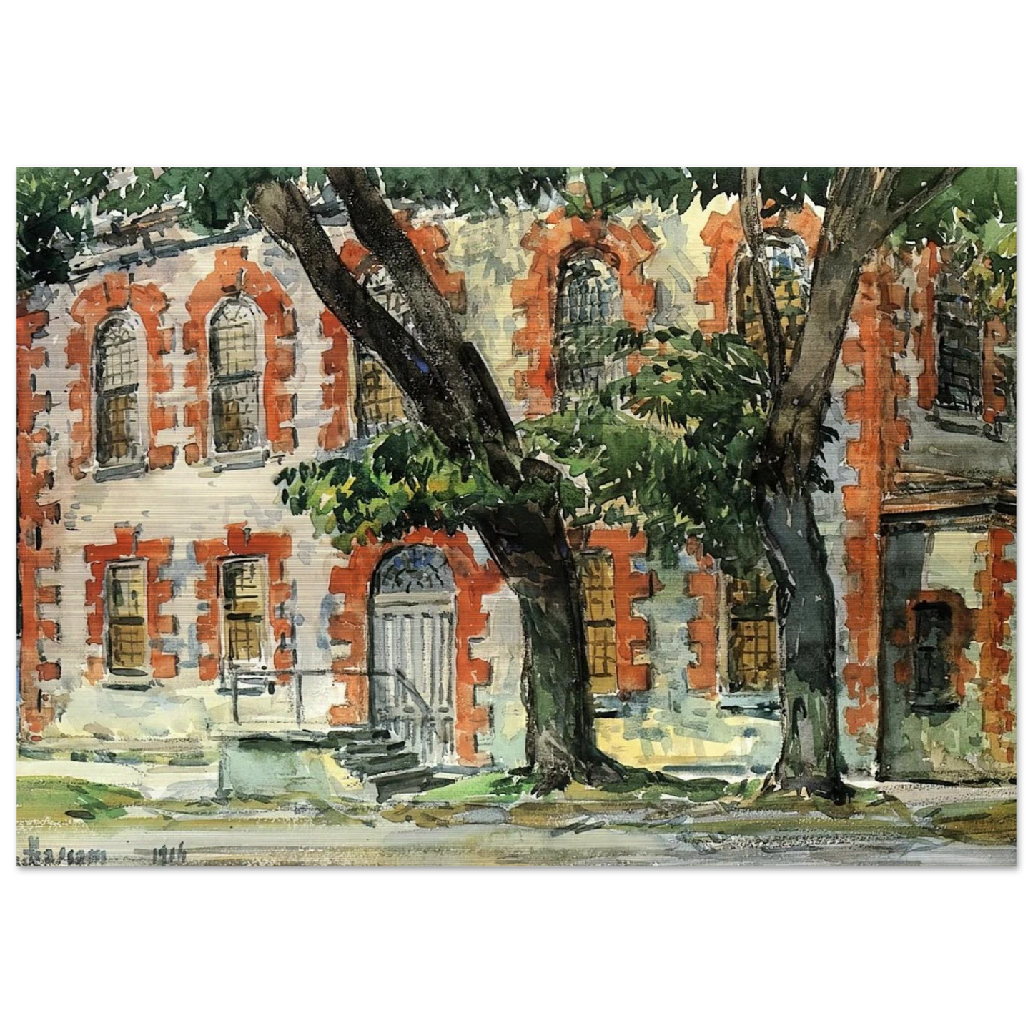 Old Dutch Building, Fishkill, New York - Childe Hassam Brushed Aluminum Print - 70x100 cm / 28x40 inches | Childe Hassam Aluminum Print | Childe Hassam Prints