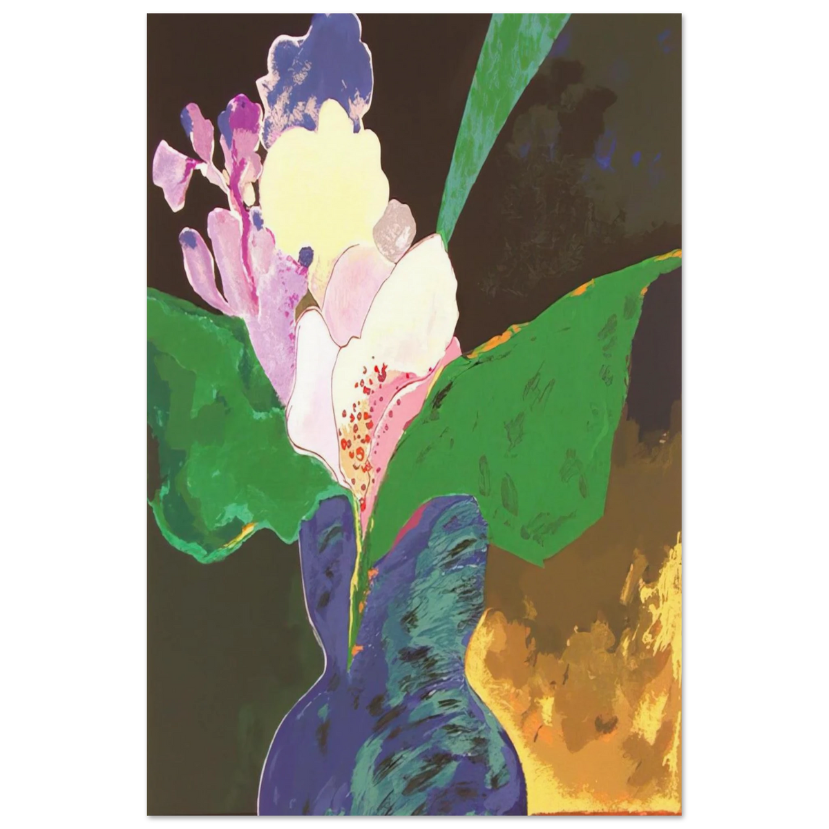 Blue Vase With Flowers - 2002 - Aldemir Martins Art Prints - 100x150 cm / 40x60″ inches | Aldemir Martins Poster | Aldemir Martins Prints