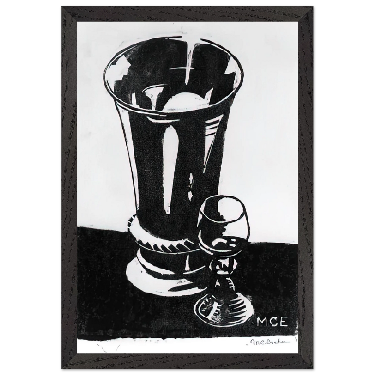 MC Escher - STILL LIFE 1917 Wall Art - 30x40 cm / 12x16 inches - Premium Wooden Framed Poster With Fine Art Paper - Wood frame