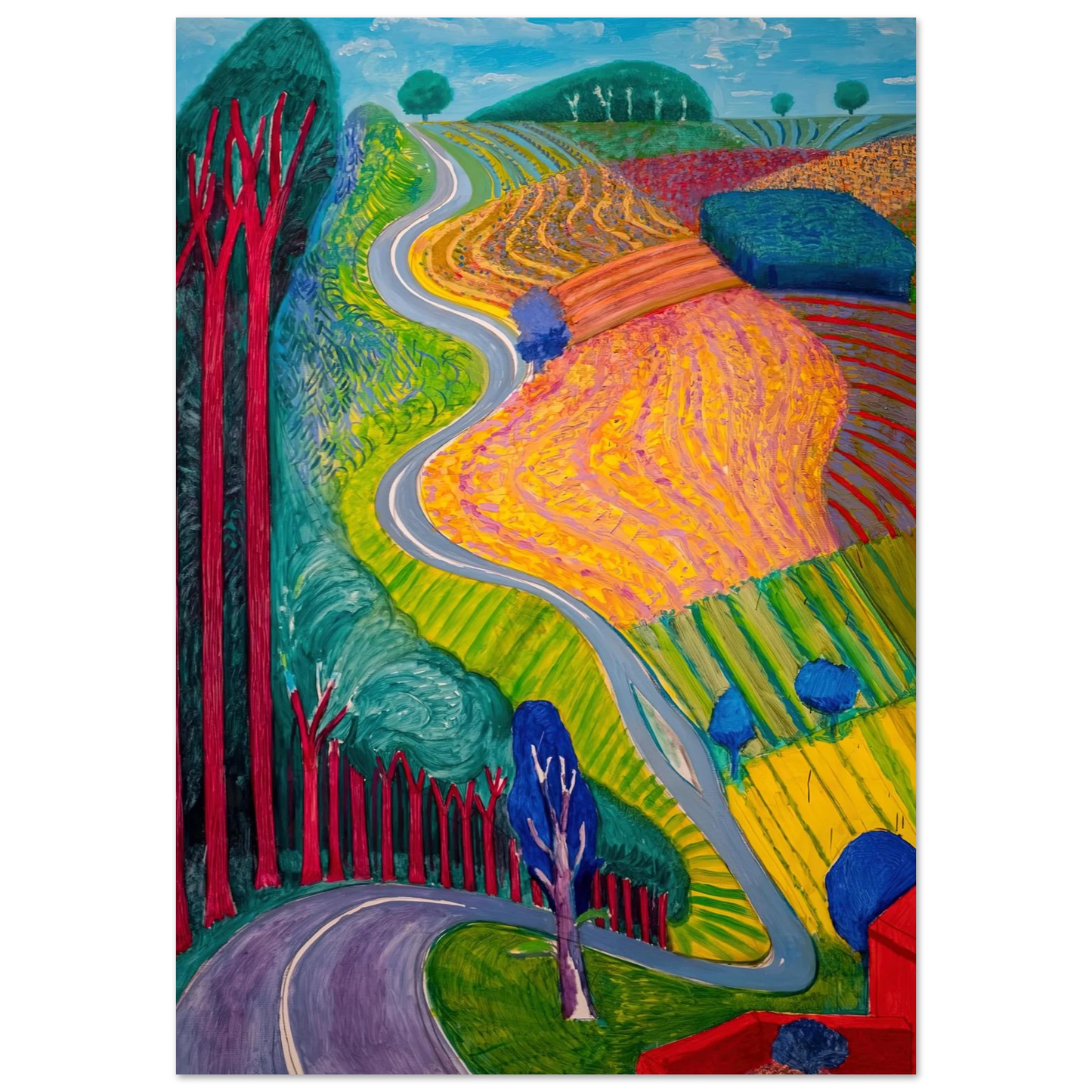 David Hockney - David Hockney Wall art - 45x60 cm / 18x24 inches - Premium Wooden Framed Poster With Fine Art Paper-canvas - White frame