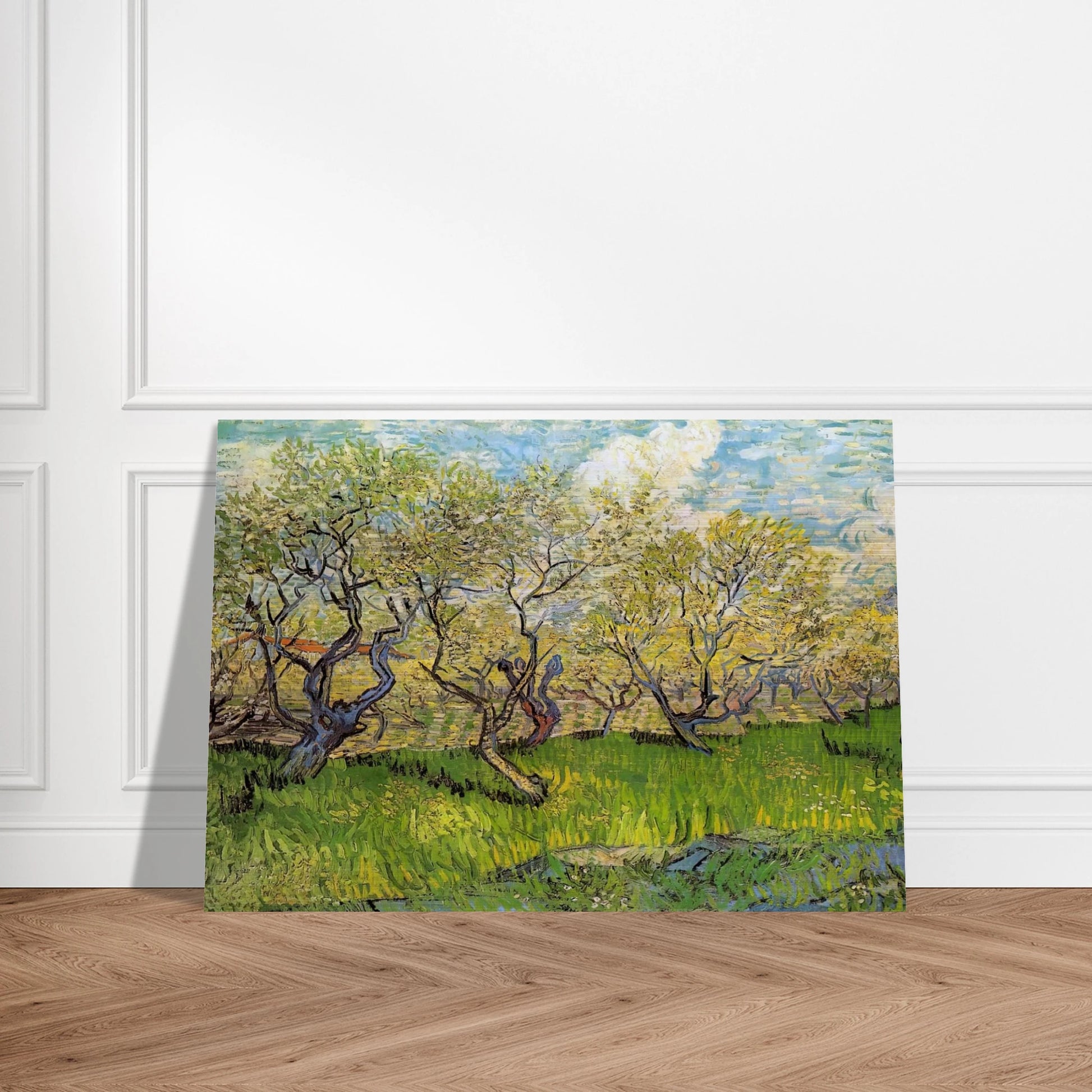 Orchard in Blossom - Vincent van Gogh Brushed Aluminum Print - 70x100 cm / 28x40 inches | Vincent van Gogh Aluminum Print | Vincent van Gogh Prints