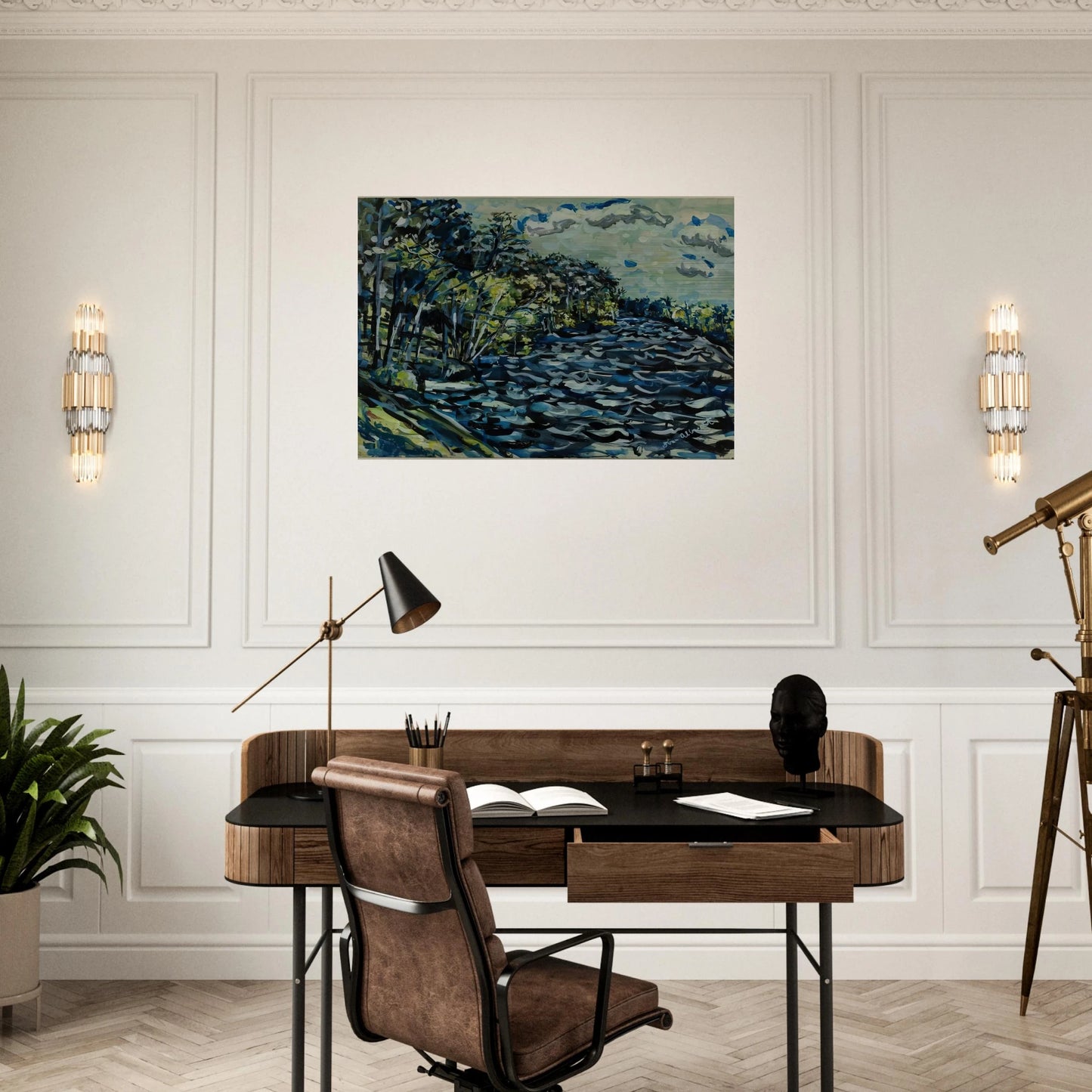 ST MARY S BLACK RIVER IS BLUE GEORGIA 1964 - Ivan Albright Brushed Aluminum Print - 70x100 cm / 28x40 inches | Ivan Albright Aluminum Print | Ivan Albright Prints