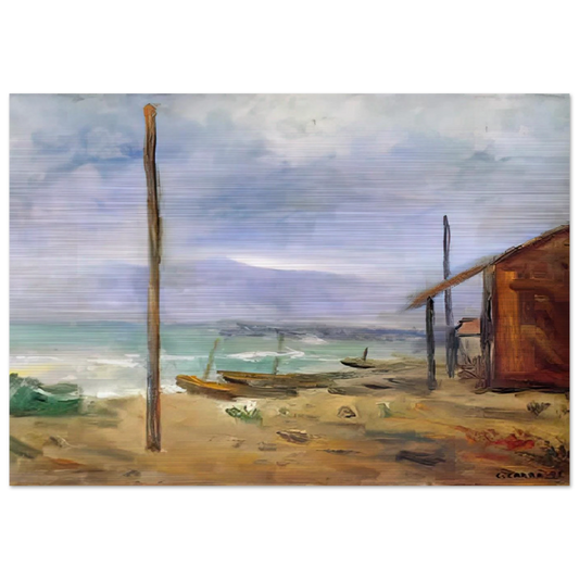 PIOGGIA AL MARE 1929 - Carlo Carra Brushed Aluminum Print - 70x100 cm / 28x40 inches | Carlo Carra Aluminum Print | Carlo Carra Prints