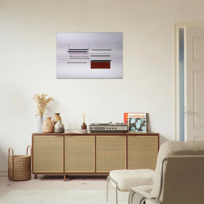 Abstract in White, Black, Indian and Lilac - 1957 - Victor Pasmore Brushed Aluminum Print - 70x100 cm / 28x40 inches | Victor Pasmore Aluminum Print | Victor Pasmore Prints