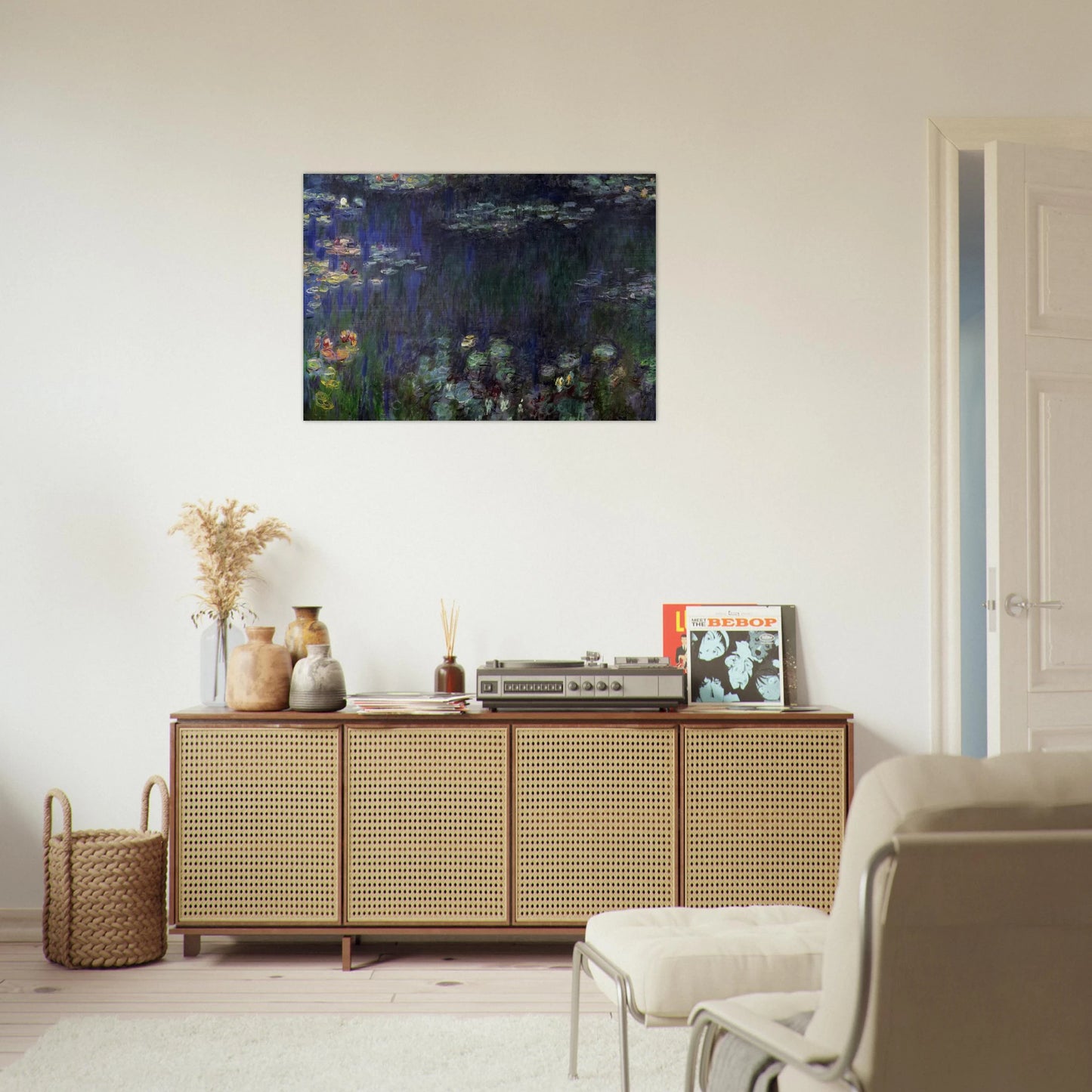 Water Lilies, Green Reflection left half - claude monet Brushed Aluminum Print - 70x100 cm / 28x40 inches | claude monet Aluminum Print | claude monet Prints