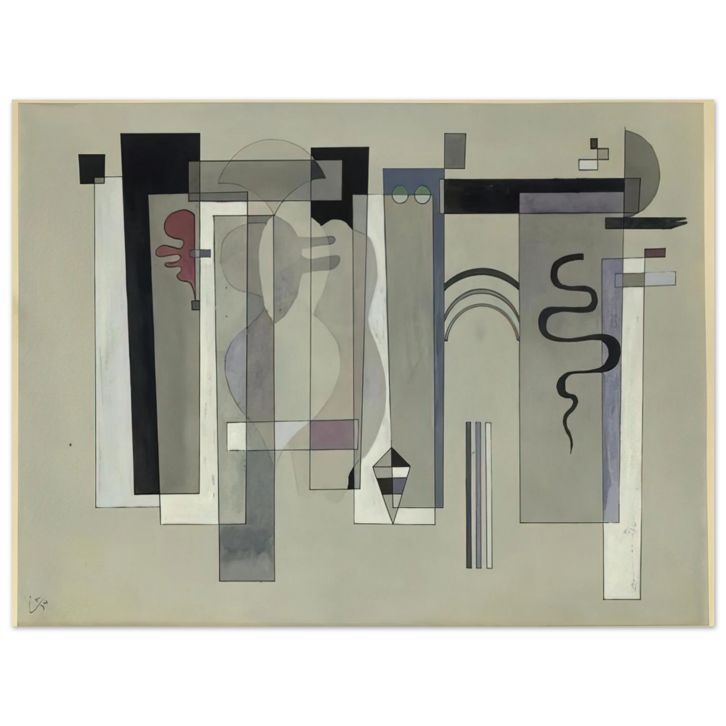 Wassily Kandinsky - SURFACES MEETING 1934  75x100 cm / 30x40inches Fine Art Poster