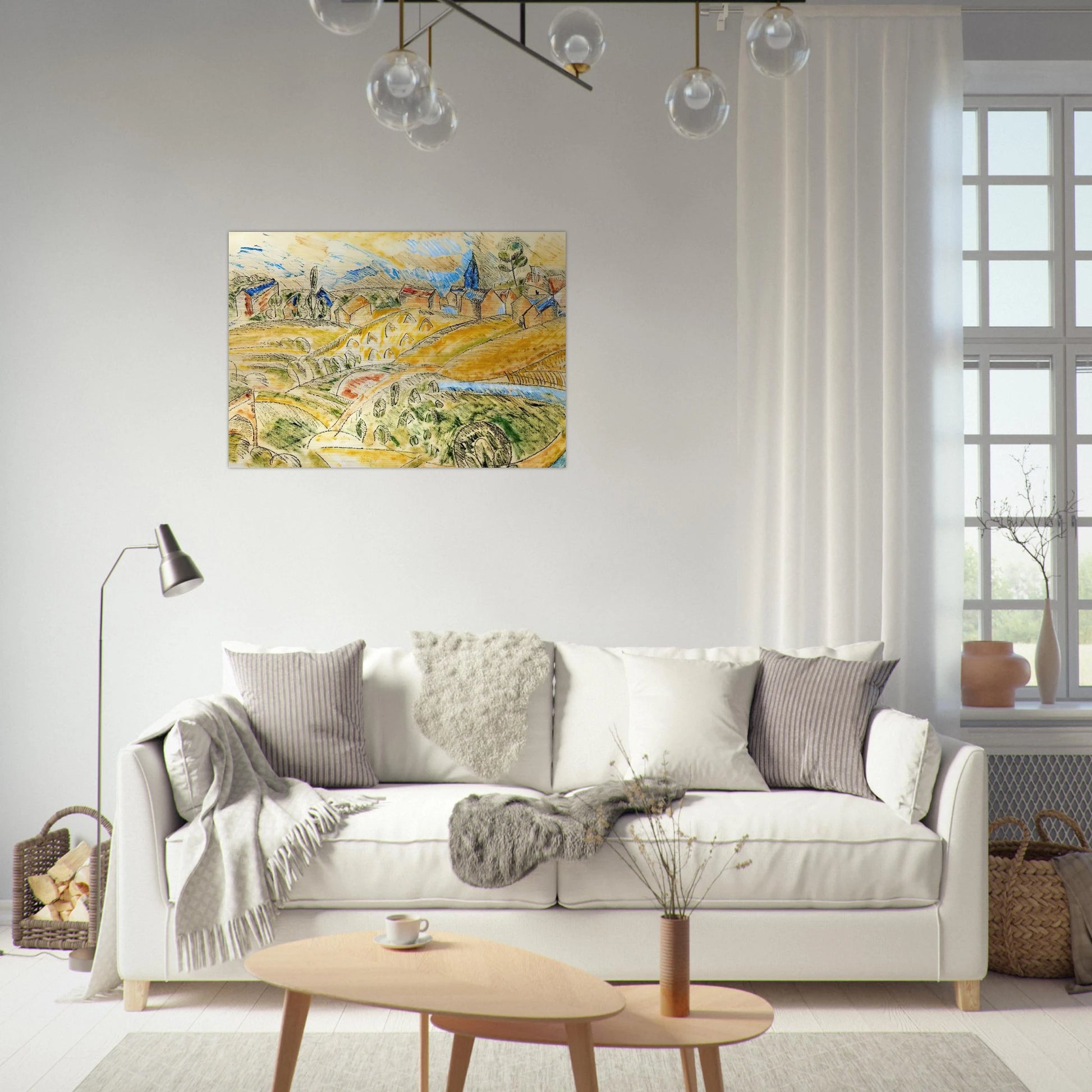 CUBIST LANDSCAPE WITH HAYSTACKS - Raoul Dufy Brushed Aluminum Print - 70x100 cm / 28x40 inches | Raoul Dufy Aluminum Print | Raoul Dufy Prints