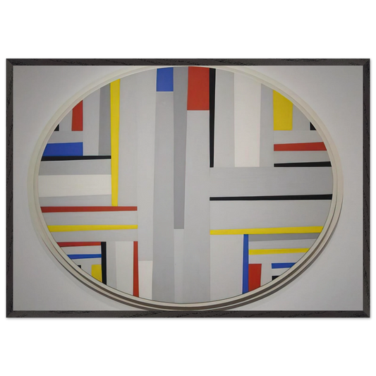 Relational Painting Tondo - Neoplasticism - Fritz Glarner 70x100 cm / 28x40 inches Framed Art Print – Black Wooden Frame