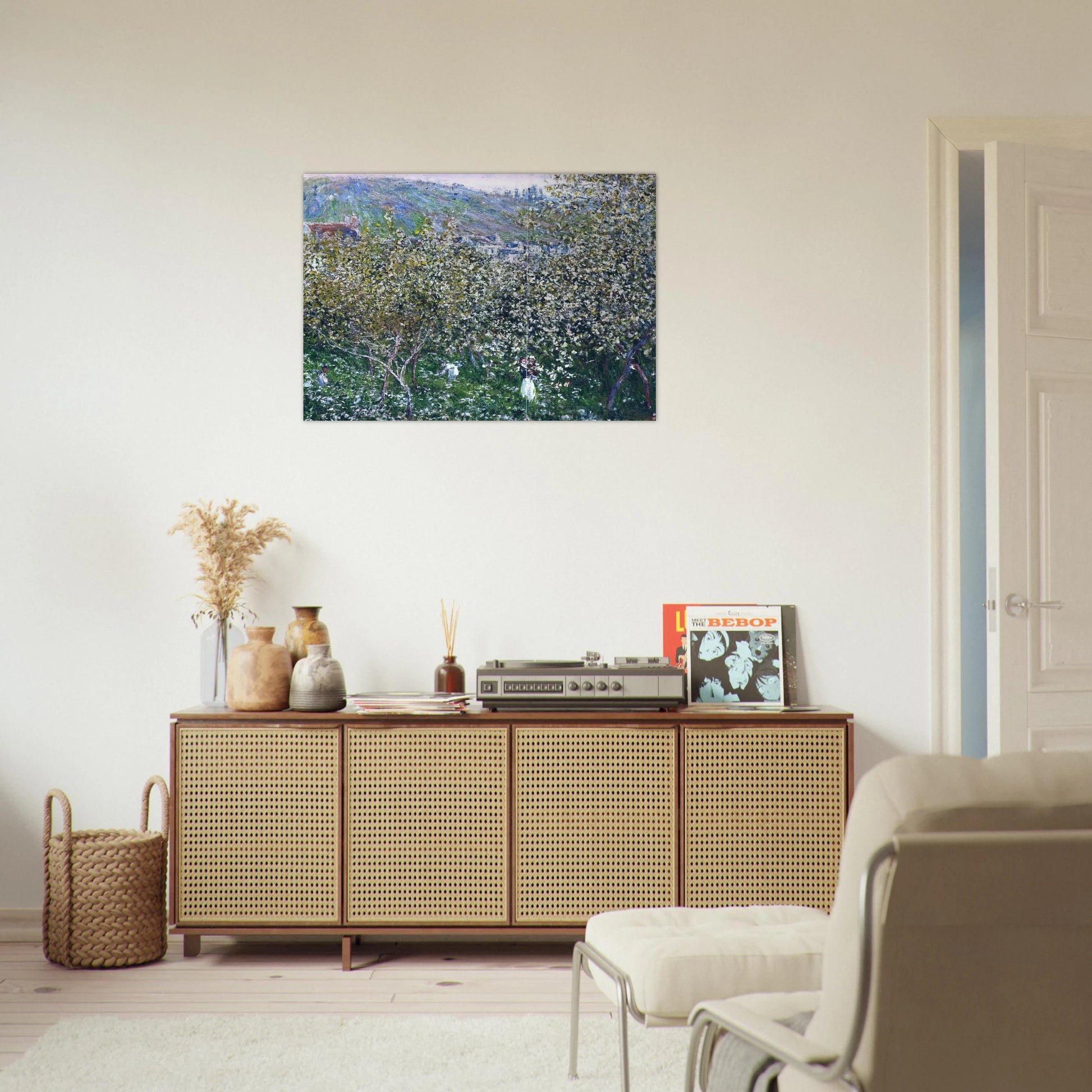 Vetheuil, Flowering Plum Trees - claude monet Brushed Aluminum Print - 70x100 cm / 28x40 inches | claude monet Aluminum Print | claude monet Prints