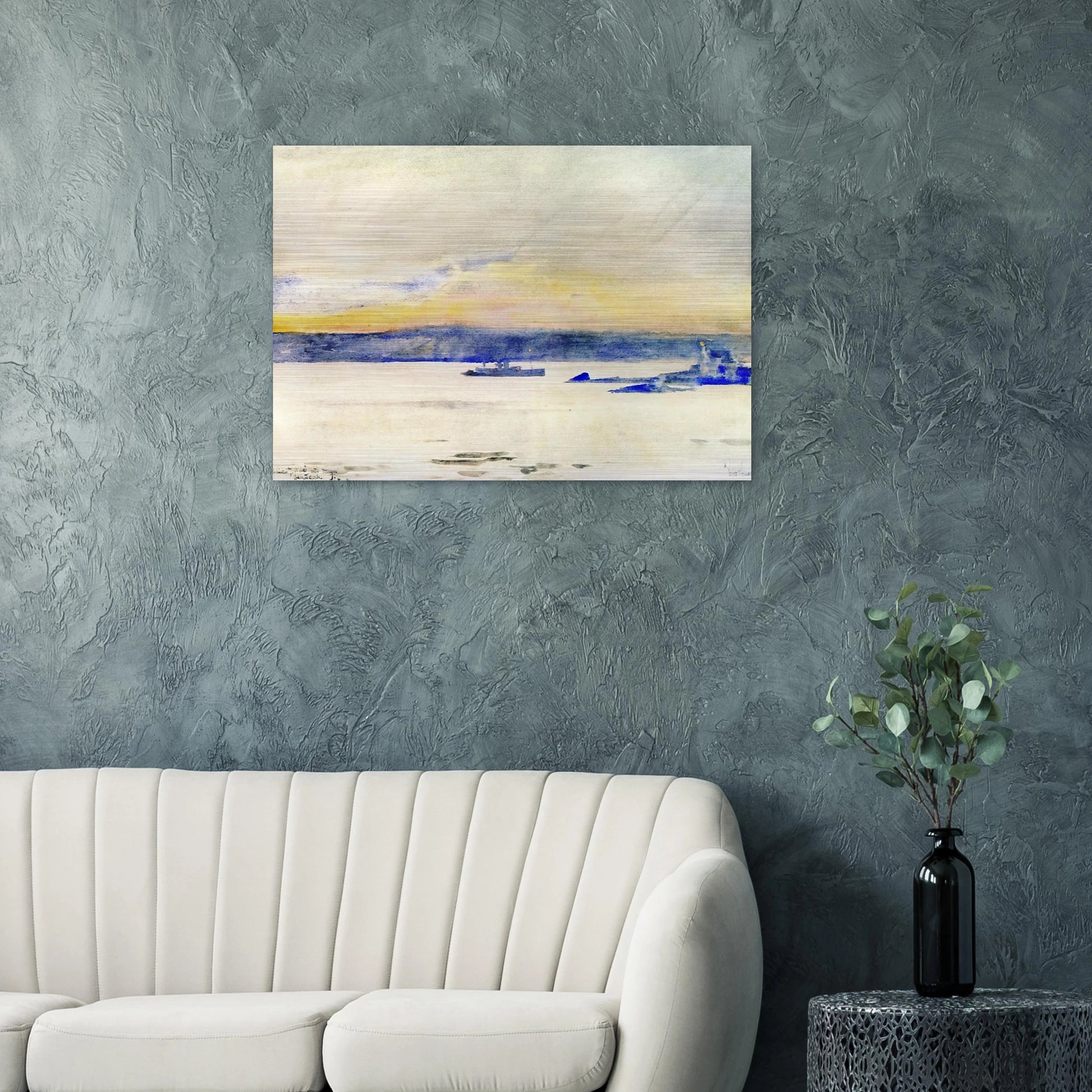 Afterglow, Gloucester Harbor aka Ten Pound Island LIght - Childe Hassam Brushed Aluminum Print - 70x100 cm / 28x40 inches | Childe Hassam Aluminum Print | Childe Hassam Prints