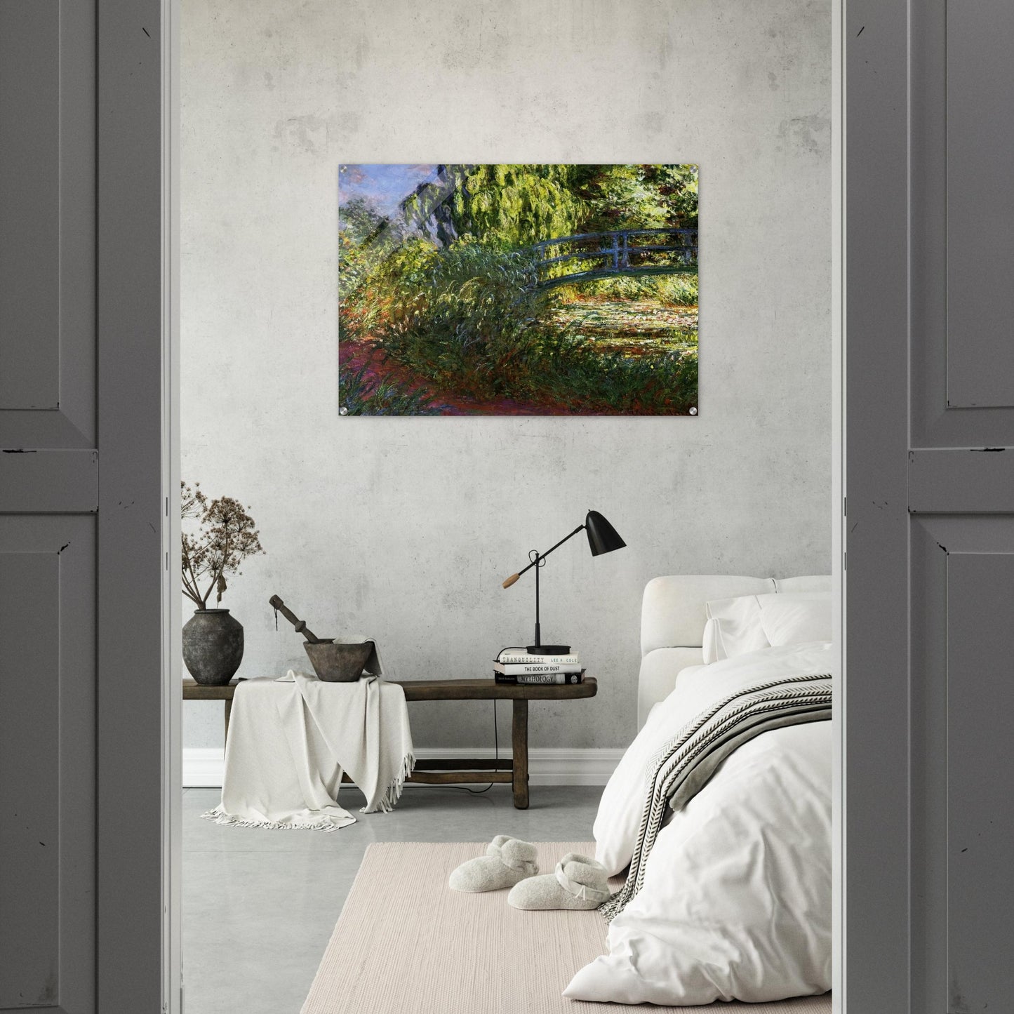 The Japanese Bridge The Water-Lily Pond and Path by the Water - claude monet Acrylic Print - 70x100 cm / 28x40″ inches