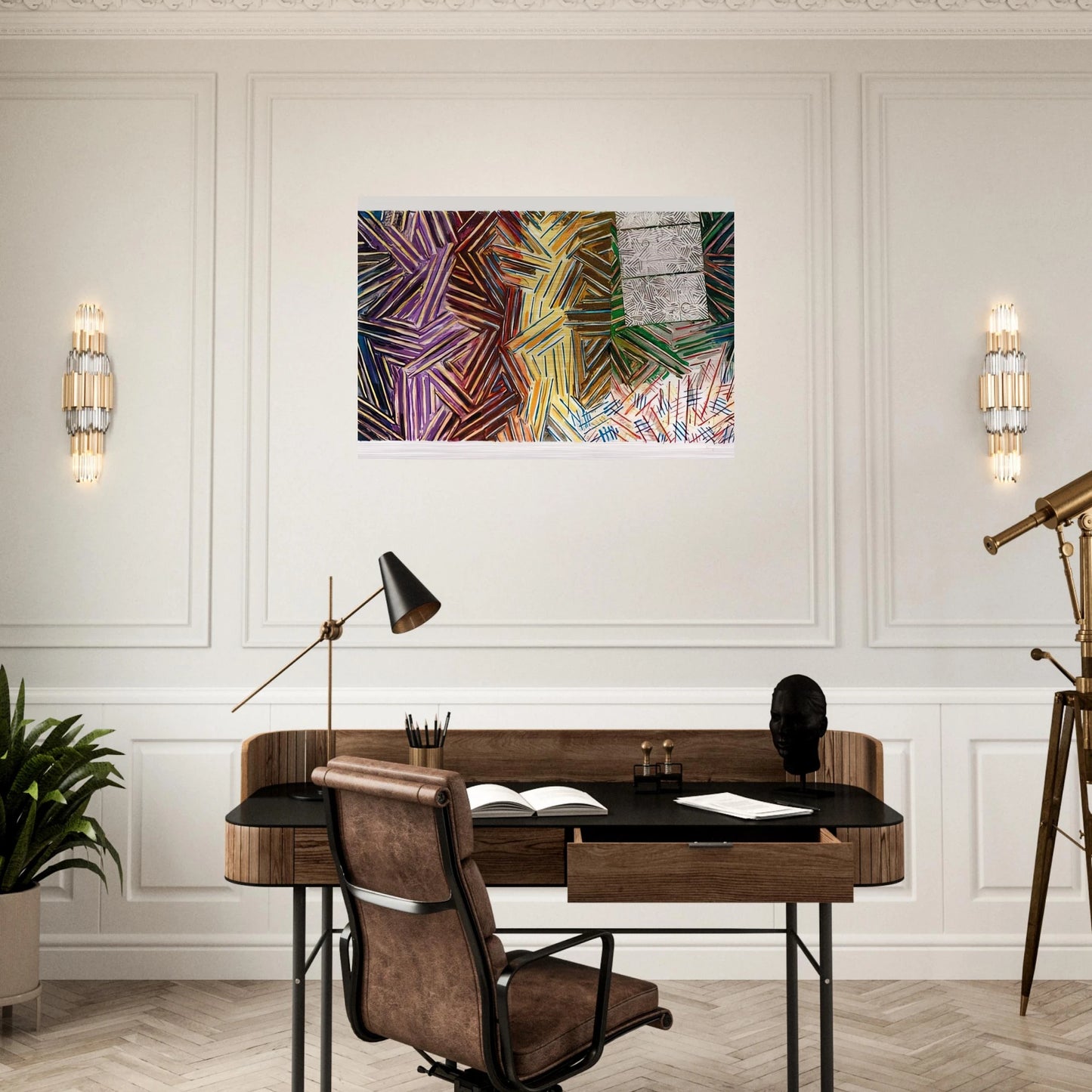 BETWEEN THE CLOCK AND THE BED 1989 0 - Jasper Johns Brushed Aluminum Print - 70x100 cm / 28x40 inches | Jasper Johns Aluminum Print | Jasper Johns Prints