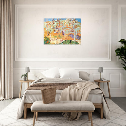 Patterned Hillside - 1918 - Frank Johnston Acrylic Print - 70x100 cm / 28x40″ inches