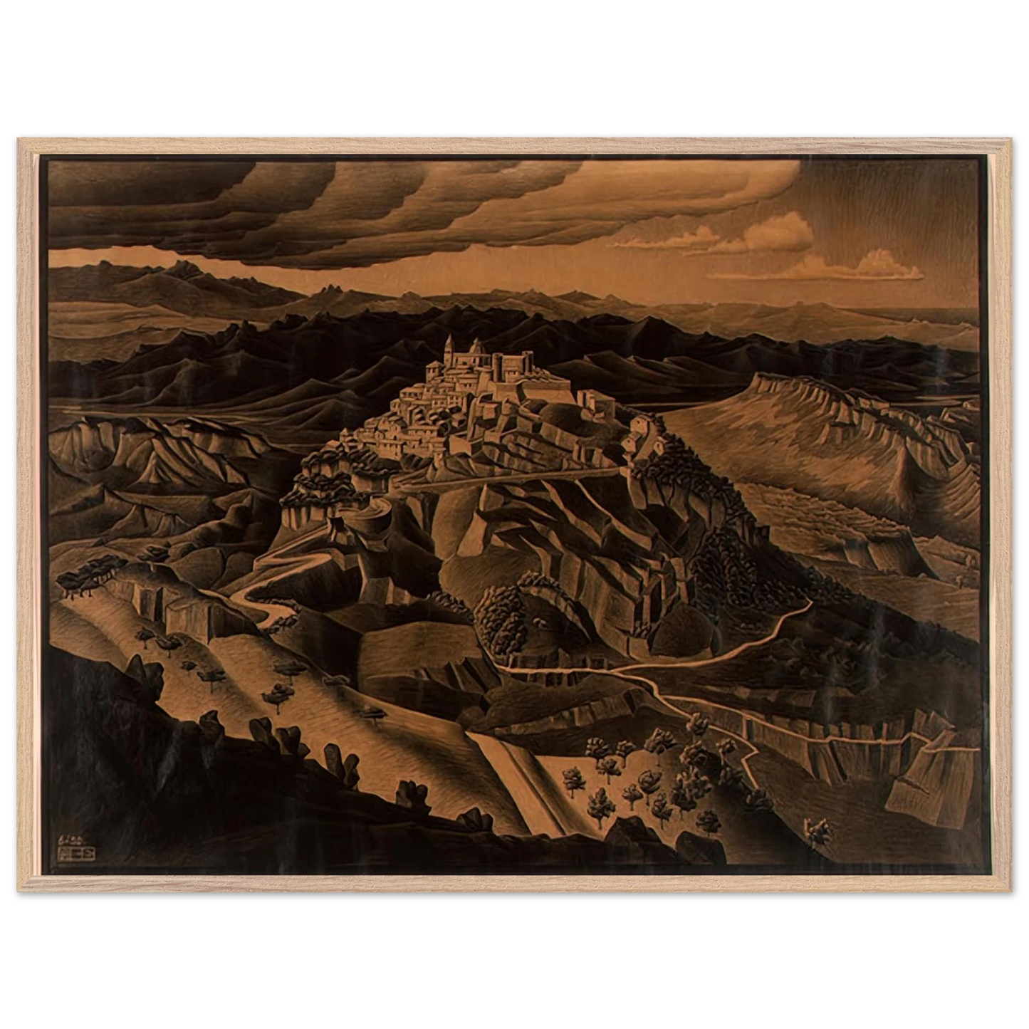 MC Escher - ITALIAN TOWN Wall Art - 60x80 cm / 24x32 inches - Fine Art Poster-canvas - -
