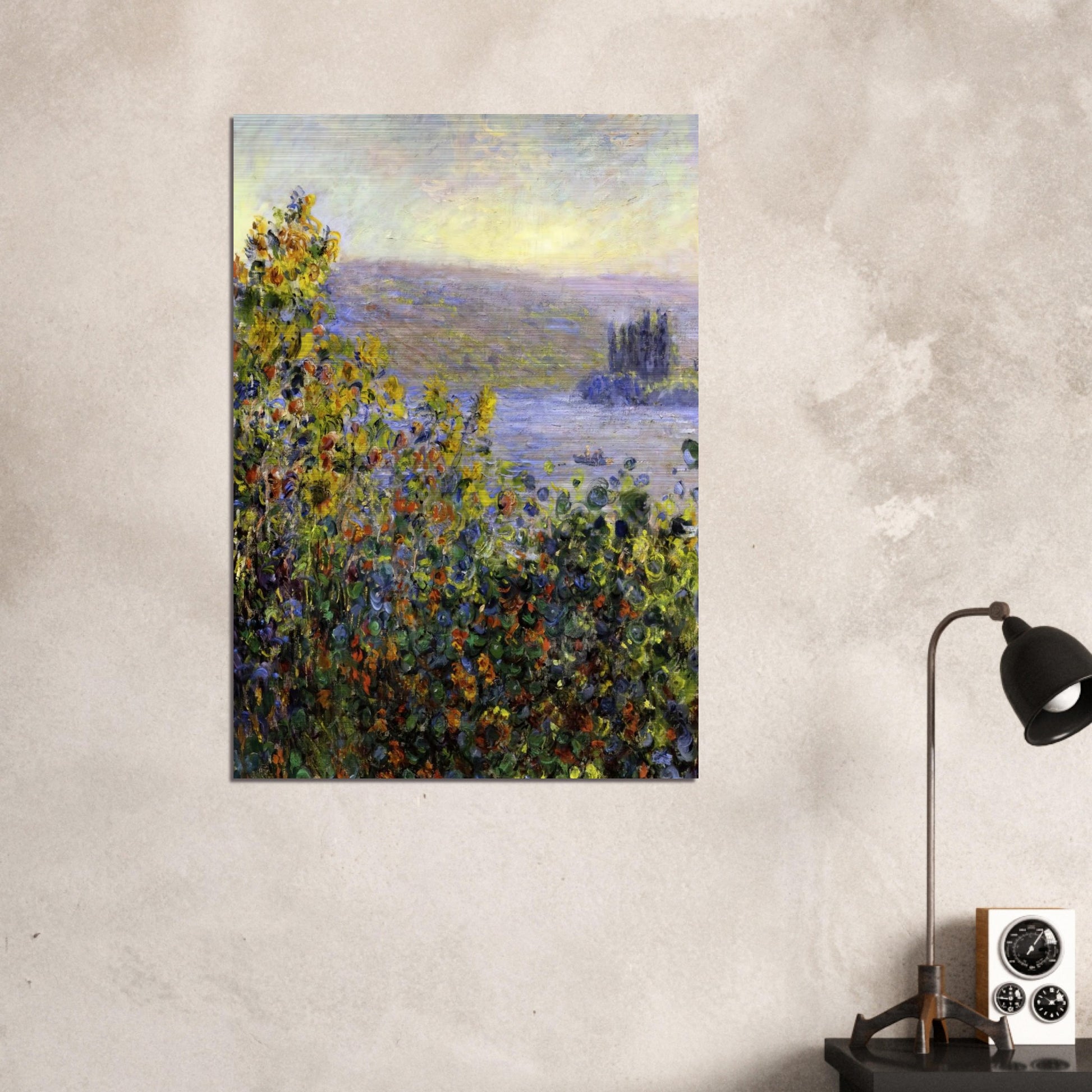 Flowers Beds at Vetheuil - claude monet Brushed Aluminum Print - 70x100 cm / 28x40 inches | claude monet Aluminum Print | claude monet Prints