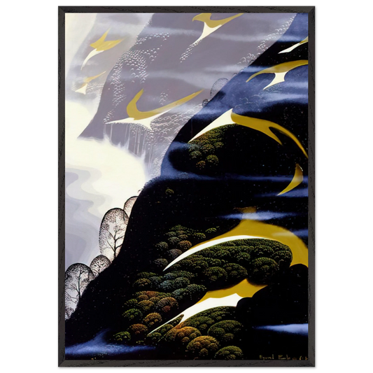 Copy of Sea mist and Pastures - Eyvind Earle 70x100 cm / 28x40 inches Framed Art Print – Black Wooden Frame