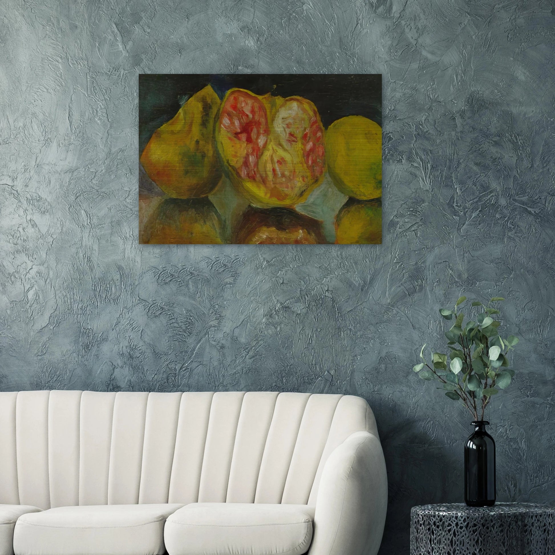 STILL LIFE POMEGRANATES - Salvador Dali Brushed Aluminum Print - 70x100 cm / 28x40 inches | Salvador Dali Aluminum Print | Salvador Dali Prints