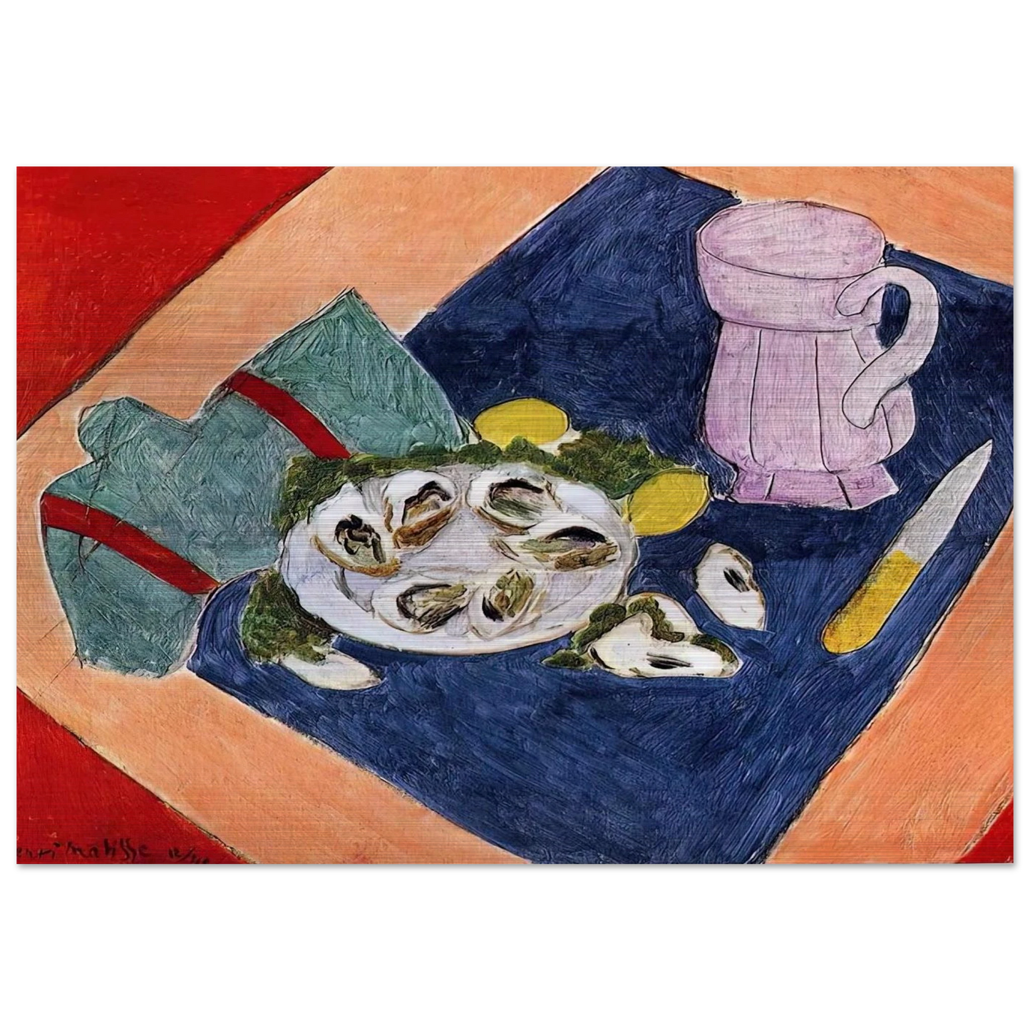 STILL LIFE WITH OYSTERS 1940 - Henri Matisse Brushed Aluminum Print - 70x100 cm / 28x40 inches | Henri Matisse Aluminum Print | Henri Matisse Prints
