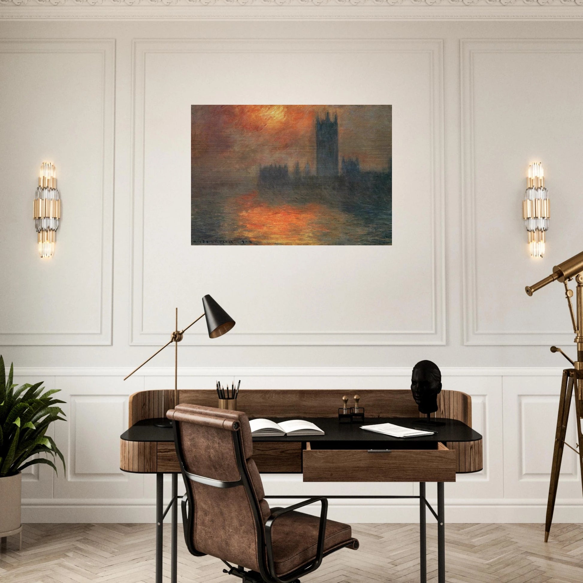 Houses of Parliament, Sunset - claude monet Brushed Aluminum Print - 70x100 cm / 28x40 inches | claude monet Aluminum Print | claude monet Prints