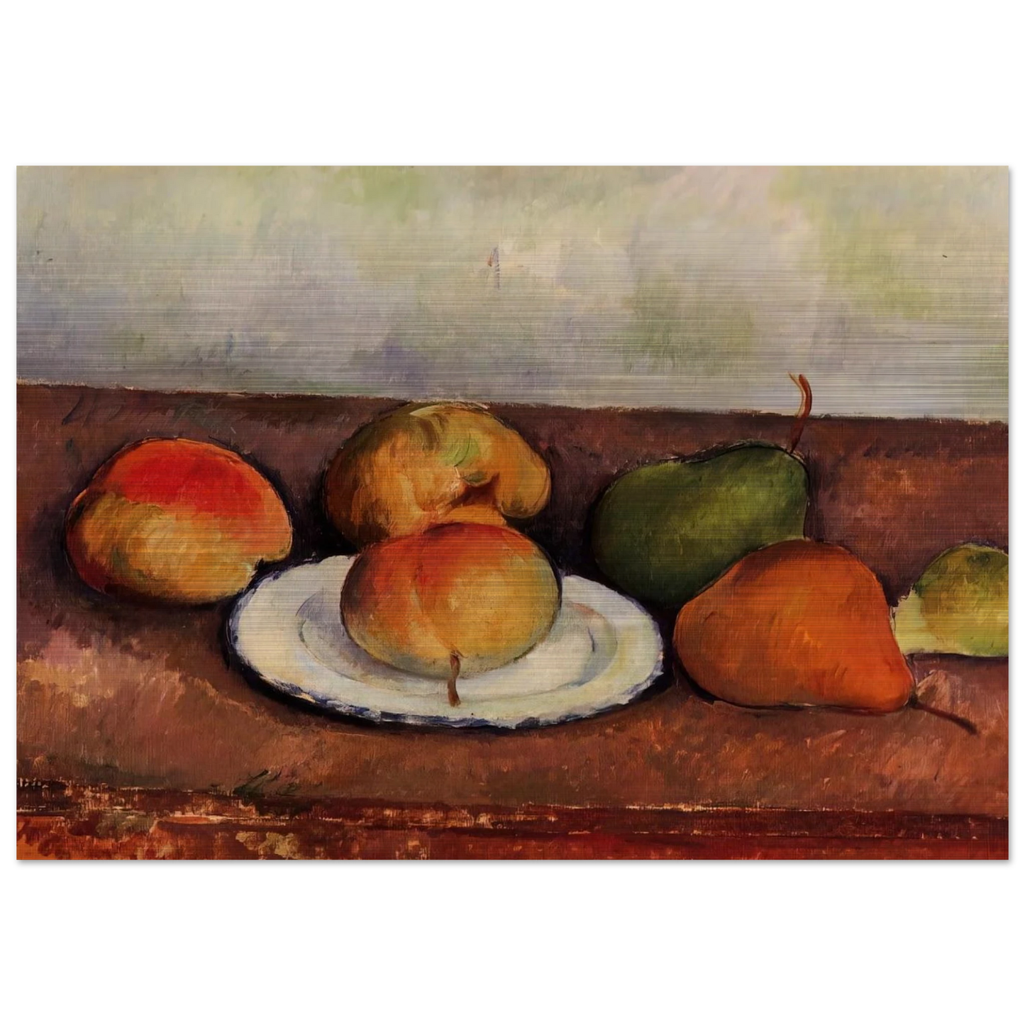 Still Life Plate and Fruit - Paul Cézanne Brushed Aluminum Print - 70x100 cm / 28x40 inches | Paul Cézanne Aluminum Print | Paul Cézanne Prints