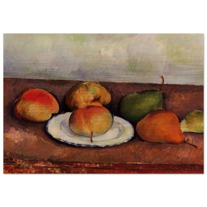 Still Life Plate and Fruit - Paul Cézanne Brushed Aluminum Print - 70x100 cm / 28x40 inches | Paul Cézanne Aluminum Print | Paul Cézanne Prints
