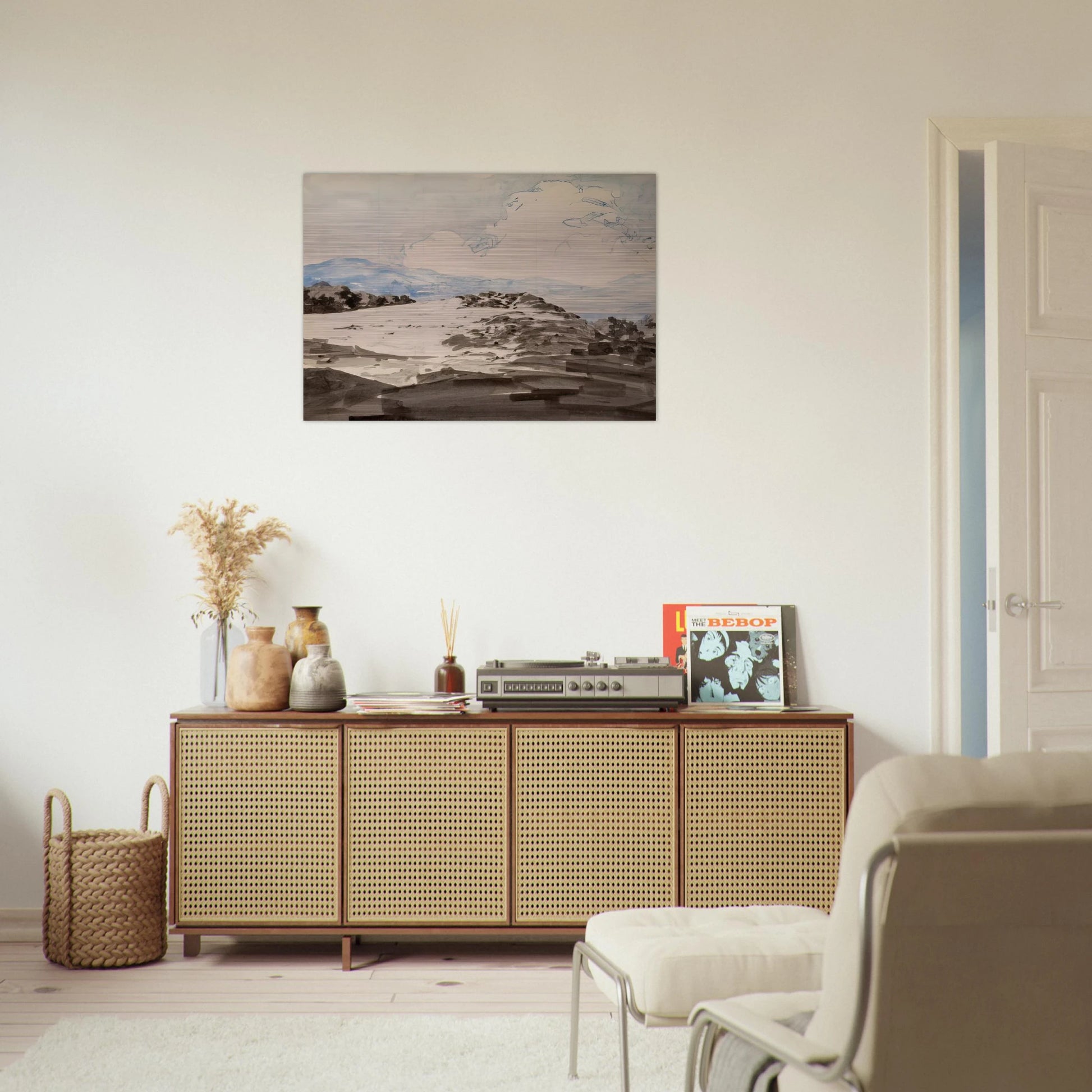 Sheep Pasture, Cornish, New Hampshire - Maxfield Parrish Brushed Aluminum Print - 70x100 cm / 28x40 inches | Maxfield Parrish Aluminum Print | Maxfield Parrish Prints
