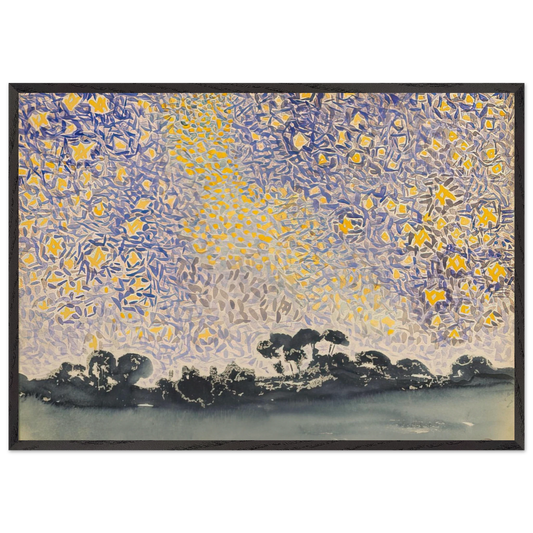 Landscape with Stars - Henri-Edmond Cross 70x100 cm / 28x40 inches Framed Art Print – Black Wooden Frame