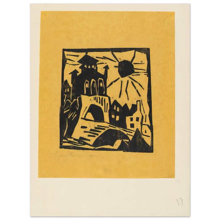 Lyonel Feininger - TOWN GATE RIBNITZ DAS TOR RIBNITZ 1918  75x100 cm / 30x40inches Fine Art Poster