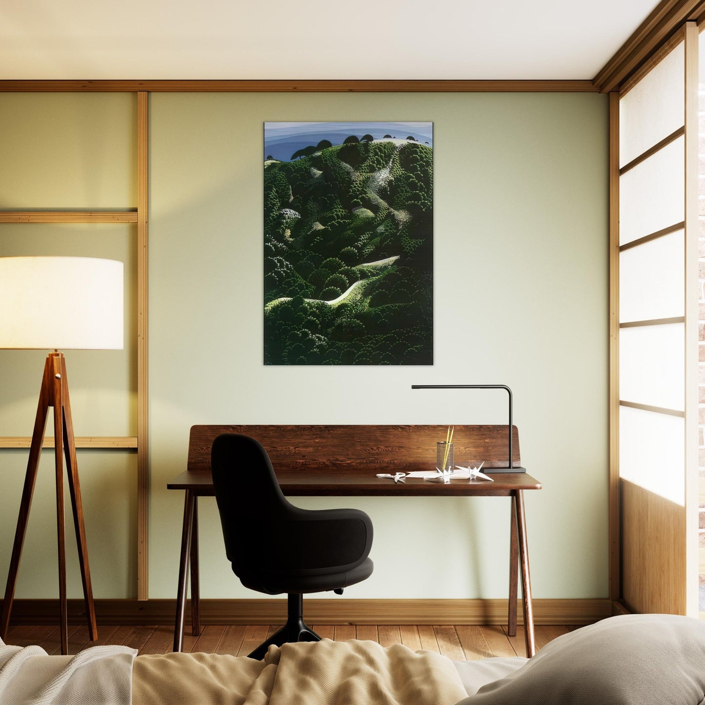 Santa Barbara Mountains - Eyvind Earle Brushed Aluminum Print - 70x100 cm / 28x40 inches | Eyvind Earle Aluminum Print | Eyvind Earle Prints