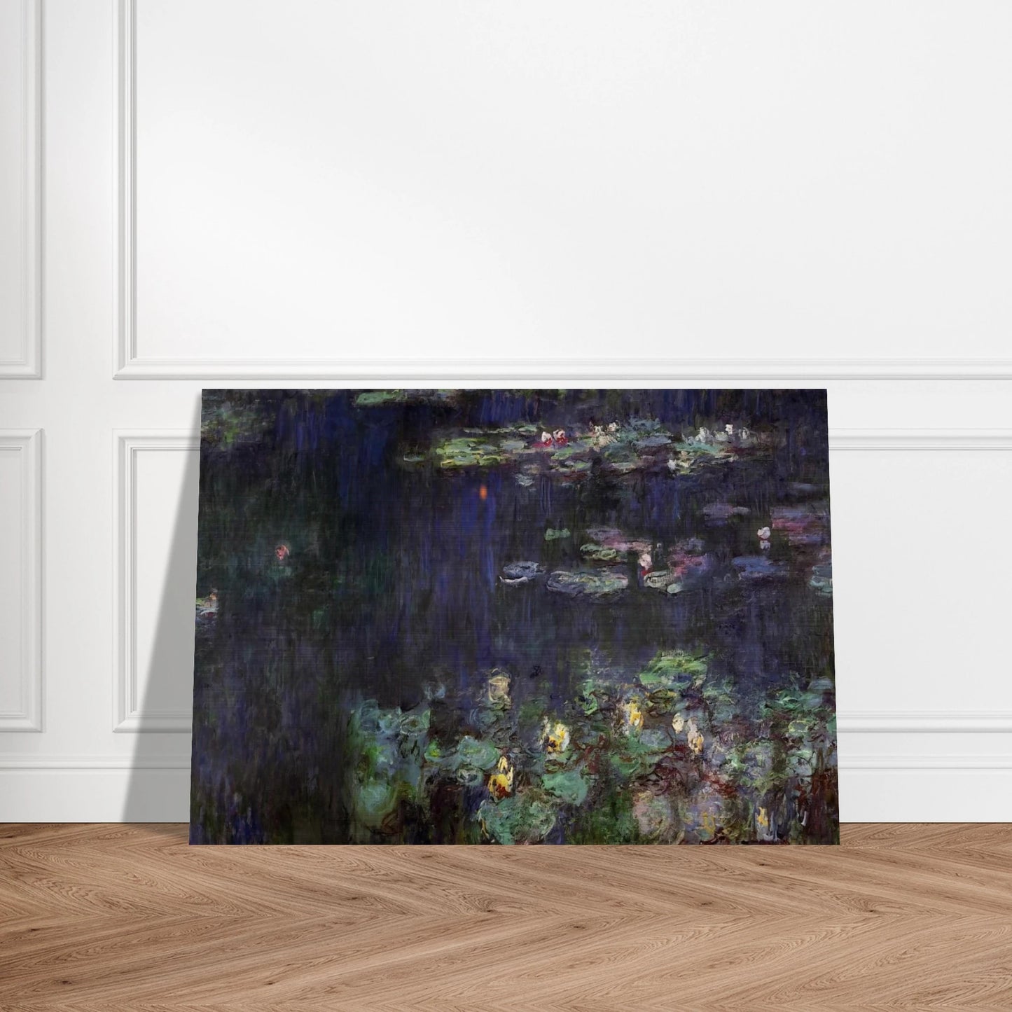 Water Lilies, Green Reflection right half - claude monet Brushed Aluminum Print - 70x100 cm / 28x40 inches | claude monet Aluminum Print | claude monet Prints