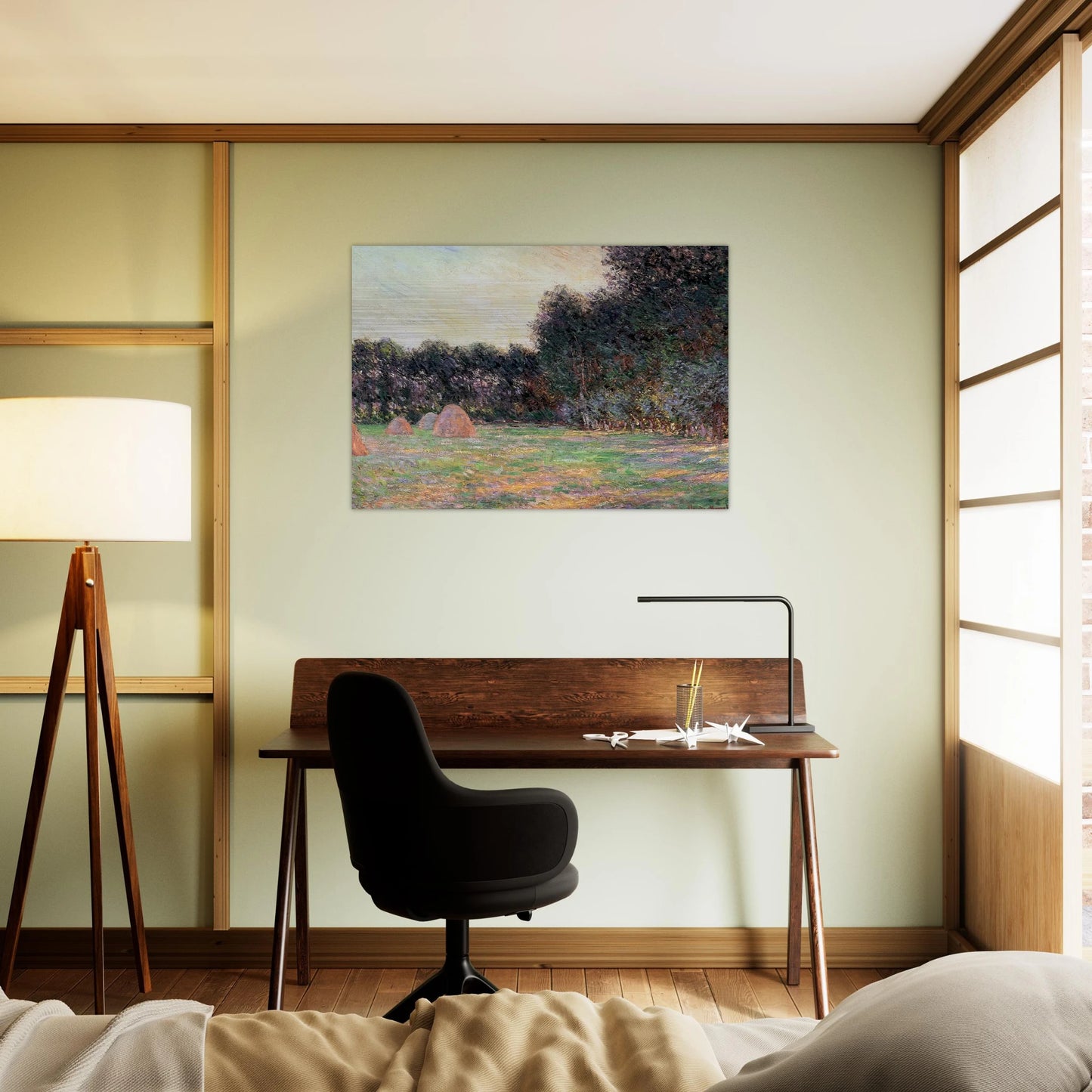 Meadow with Haystacks near Giverny - claude monet Brushed Aluminum Print - 70x100 cm / 28x40 inches | claude monet Aluminum Print | claude monet Prints