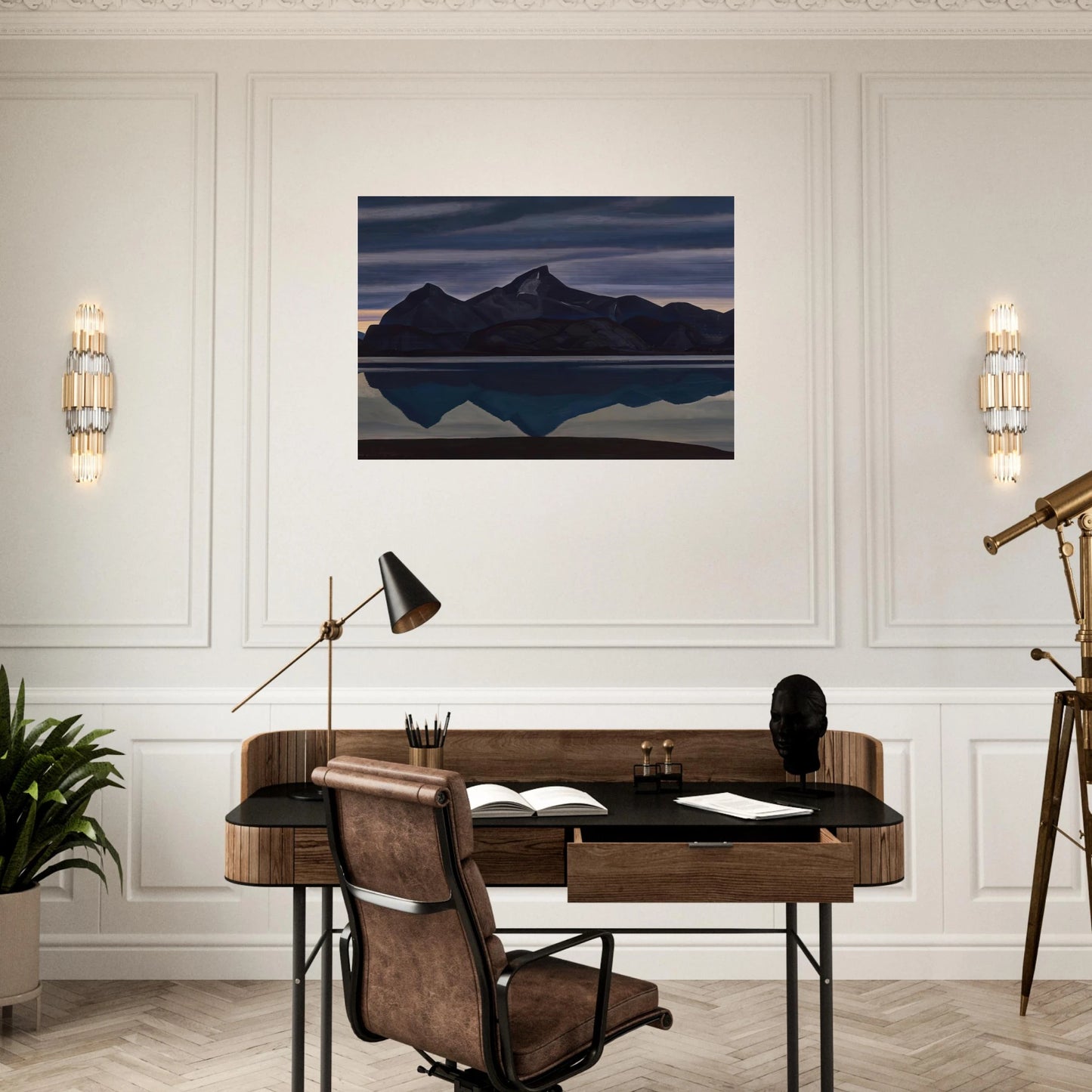 Mirrored Mountain, South Greenland - Rockwell Kent Brushed Aluminum Print - 70x100 cm / 28x40 inches | Rockwell Kent Aluminum Print | Rockwell Kent Prints