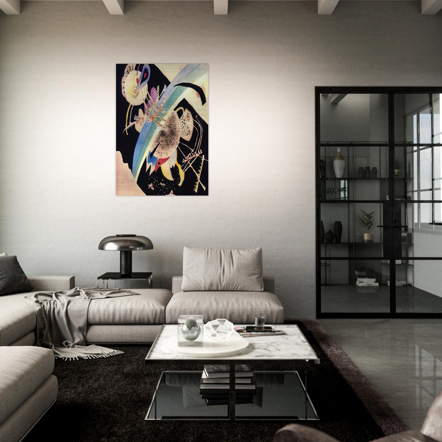 STUDY FOR CIRCLES ON BLACK 1921 - Wassily Kandinsky Brushed Aluminum Print - 70x100 cm / 28x40 inches | Wassily Kandinsky Aluminum Print | Wassily Kandinsky Prints