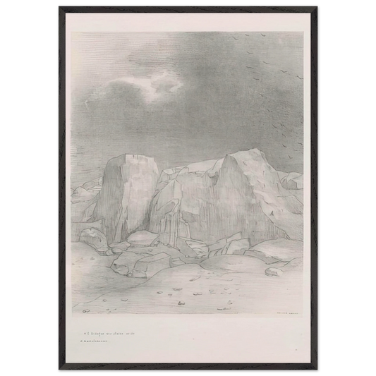 AND HE DISCERNS AN ARID KNOLL COVERED PLAIN PLATE 7 1896 - Odilon Redon 70x100 cm / 28x40 inches Framed Art Print – Black Wooden Frame