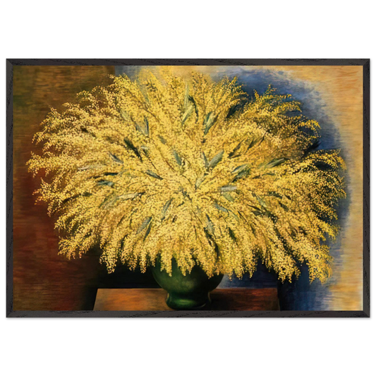 GRAND BOUQUET OF MIMOSA 1942 - Moise Kisling 70x100 cm / 28x40 inches Framed Art Print – Black Wooden Frame