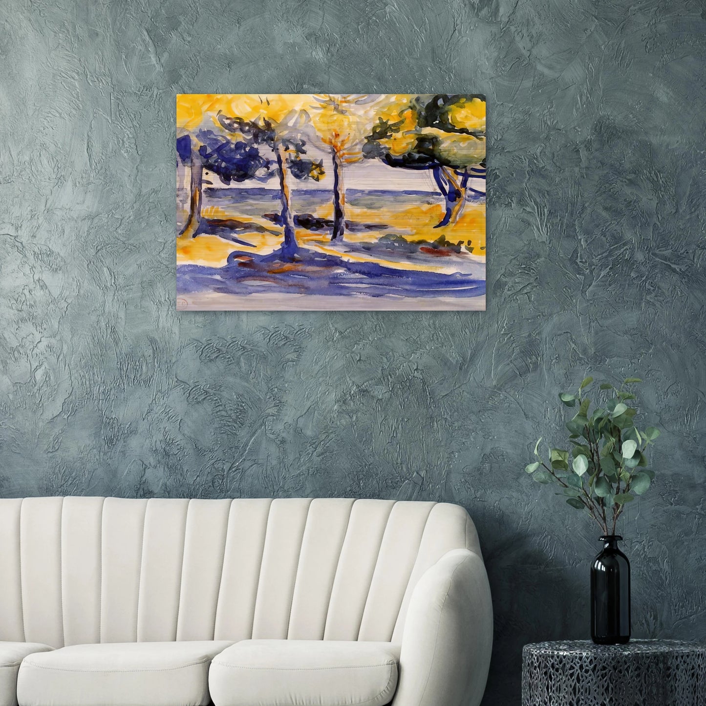 Trees by the Sea - Henri-Edmond Cross Brushed Aluminum Print - 70x100 cm / 28x40 inches | Henri-Edmond Cross Aluminum Print | Henri-Edmond Cross Prints