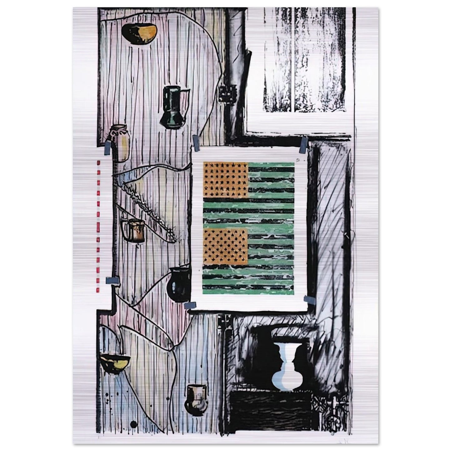 VENTRILOQUIST ULAE 235 - Jasper Johns Brushed Aluminum Print - 70x100 cm / 28x40 inches | Jasper Johns Aluminum Print | Jasper Johns Prints