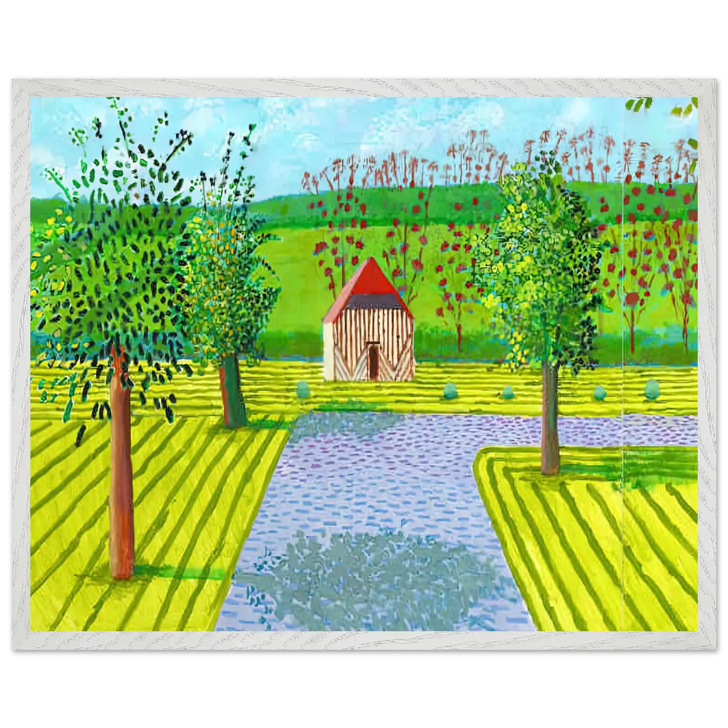 David Hockney - David Hockney Wall art - 27x35 cm / 11x14 Inches - Premium Wooden Framed Poster With Fine Art Paper - White frame