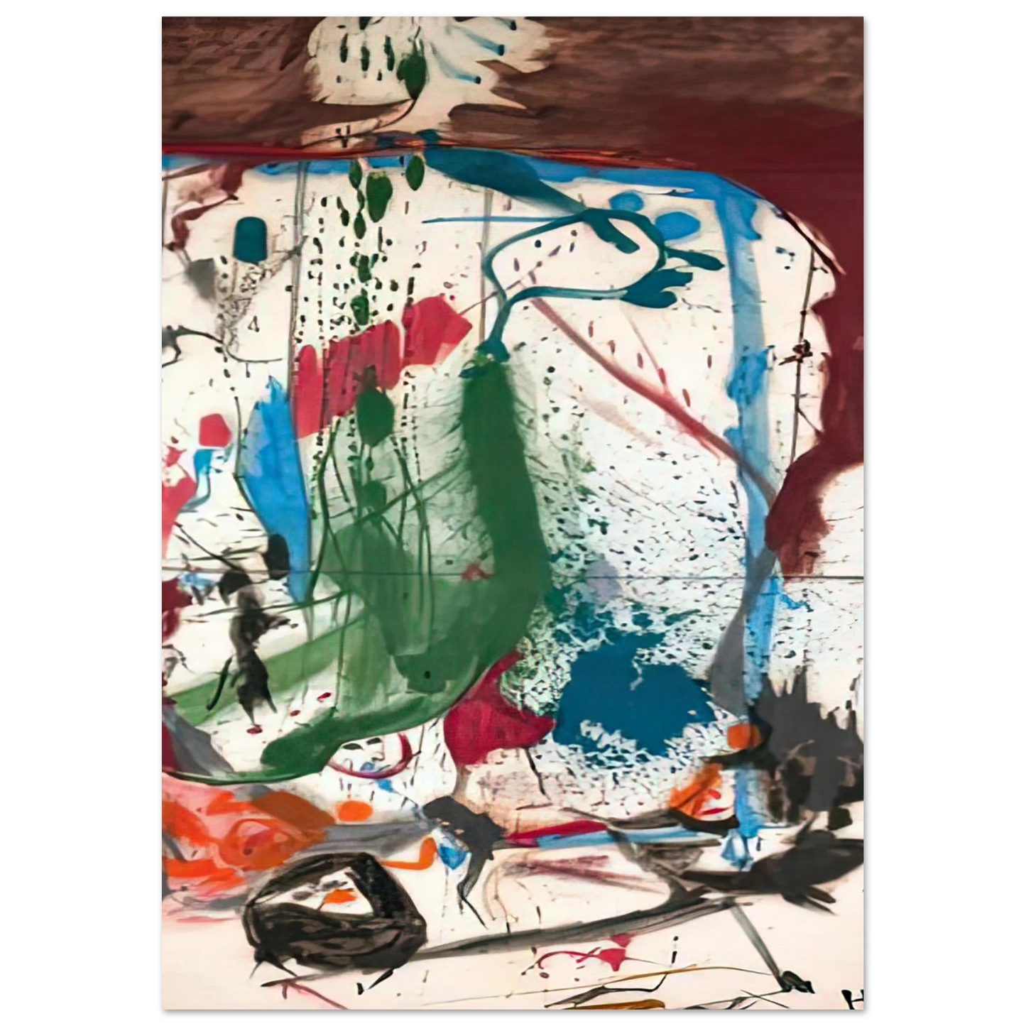 Helen Frankenthaler - Las Mayas, 1958- Wall Art - 60x80 cm / 24x32 inches - Premium Wooden Framed Poster With Fine Art Paper-canvas - Wood frame