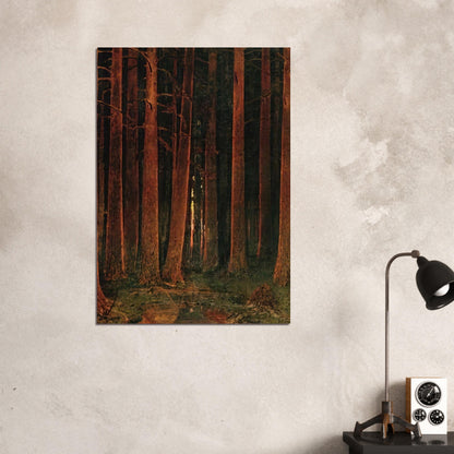 Sunset in the forest - Arkhyp Kuindzhi Brushed Aluminum Print - 70x100 cm / 28x40 inches | Arkhyp Kuindzhi Aluminum Print | Arkhyp Kuindzhi Prints