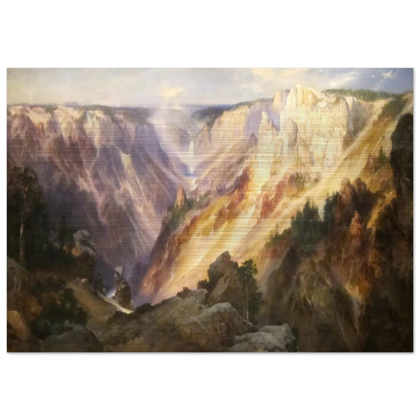 Grand Canyon of the Yellowstone - Thomas Moran Brushed Aluminum Print - 70x100 cm / 28x40 inches | Thomas Moran Aluminum Print | Thomas Moran Prints