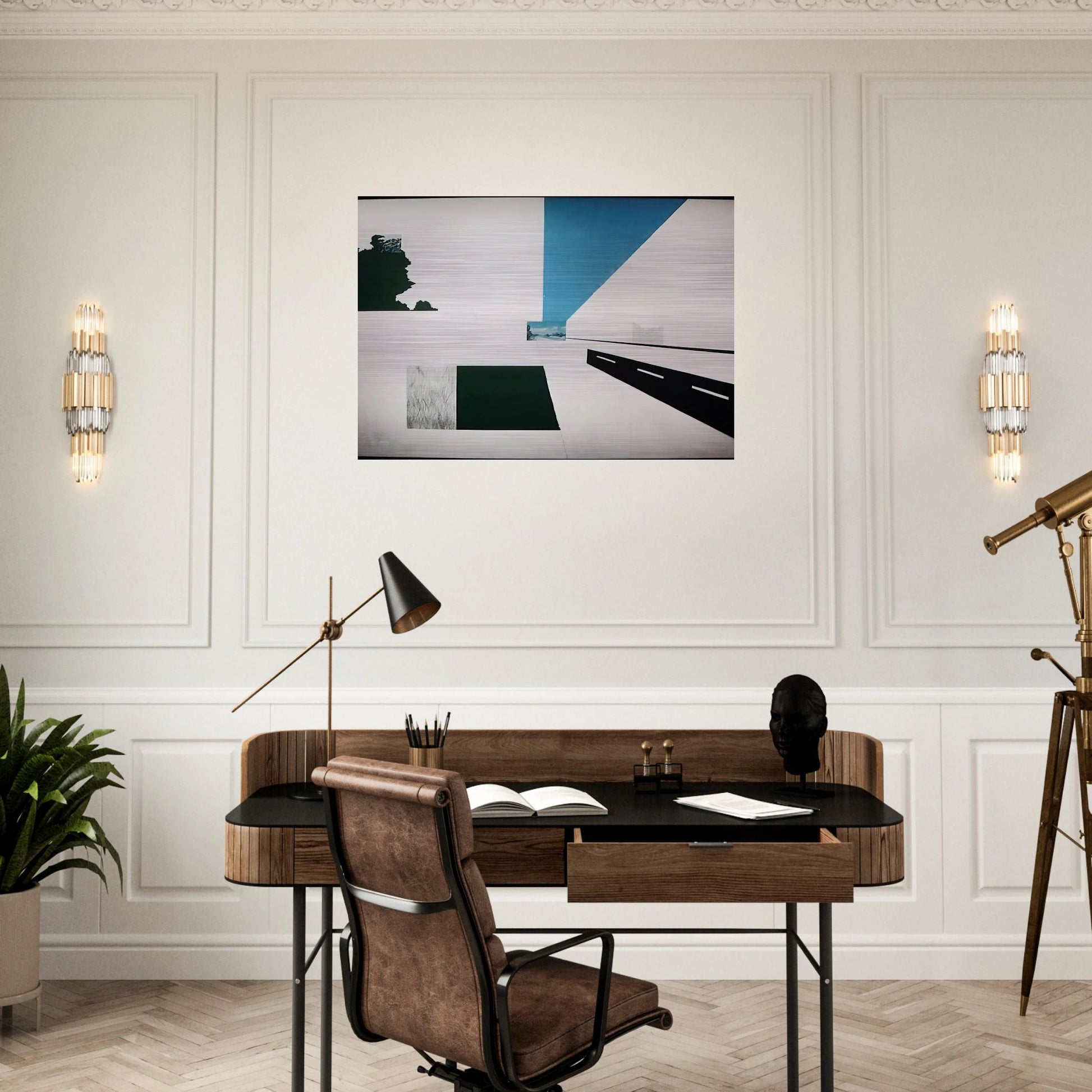 Looking North at 121 Mile Marker - Pop Art - Allan D Arcangelo Brushed Aluminum Print - 70x100 cm / 28x40 inches | Allan D Arcangelo Aluminum Print | Allan D Arcangelo Prints