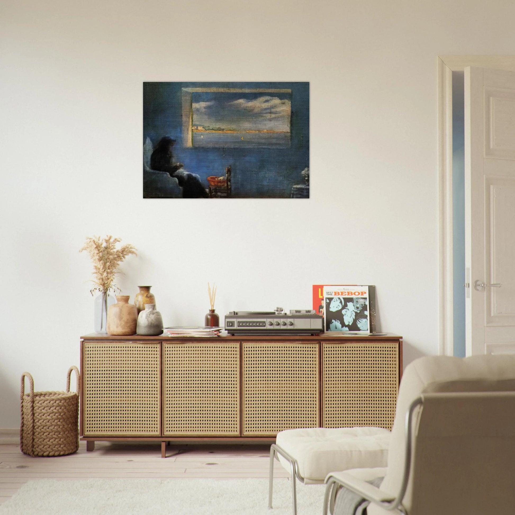 PORTRAIT OF GRANDMOTHER ANA SEWING - Salvador Dali Brushed Aluminum Print - 70x100 cm / 28x40 inches | Salvador Dali Aluminum Print | Salvador Dali Prints