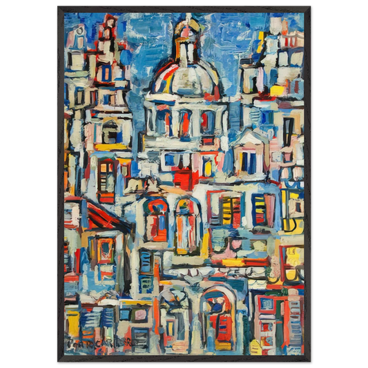 LANDSCAPE OF HAVANA 1961 - Rene Portocarrero 70x100 cm / 28x40 inches Framed Art Print – Black Wooden Frame