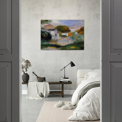 Houses in the Trees - Pierre-Auguste Renoir Brushed Aluminum Print - 70x100 cm / 28x40 inches | Pierre-Auguste Renoir Aluminum Print | Pierre-Auguste Renoir Prints
